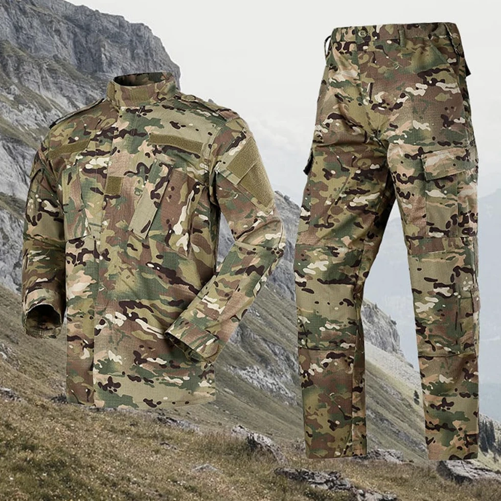 Homme 2 Pièces Tactique de Costume Vêtements Chaud Veste Impermeable Manteau Hiver Uniforme Militaire Blouson de Combat et Camouflage Cargo Pantalon pour Camping