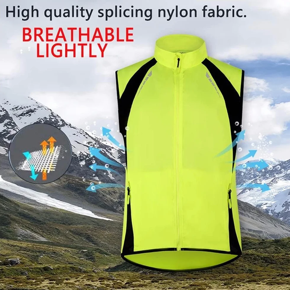 SIDHU Gilet de Cyclisme Réfléchissant Imperméable Coupe-Vent Homme Femme sans Manche VTT