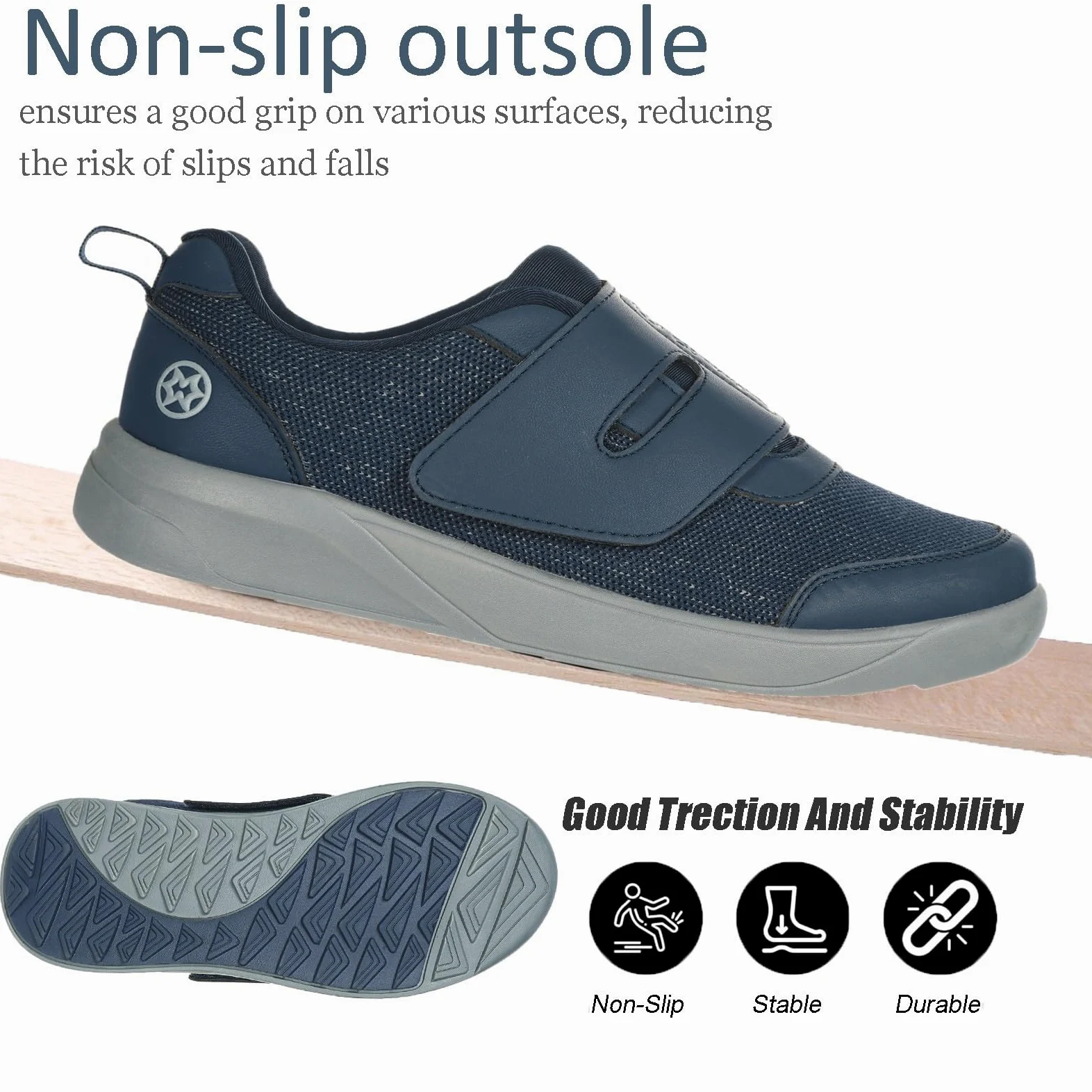Eagsouni Chaussures Diabétiques Scratch Réglables Hommes Femmes Larges | Respirant,Léger,Chaussons orthopédiques,Anti-dérapante,confortable pour la marche,pour Personnes Âgées