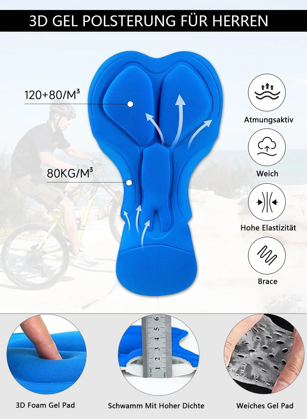 VAYAGER Short de Cyclisme VTT pour Homme avec 3D Rembourré, Short de Vélo de Montagne Homme Séchage Rapide Coupe Large et Léger