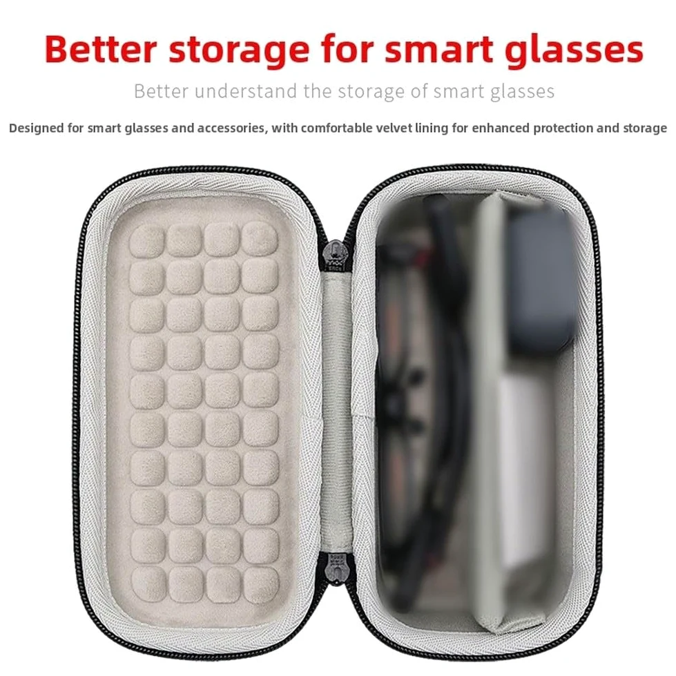Étui de rangement rigide en EVA pour lunettes intelligentes INMO GO3 AI, boîte de transport portable avec fermeture éclair, coque rigide antichoc 22 x 22 x 10 cm