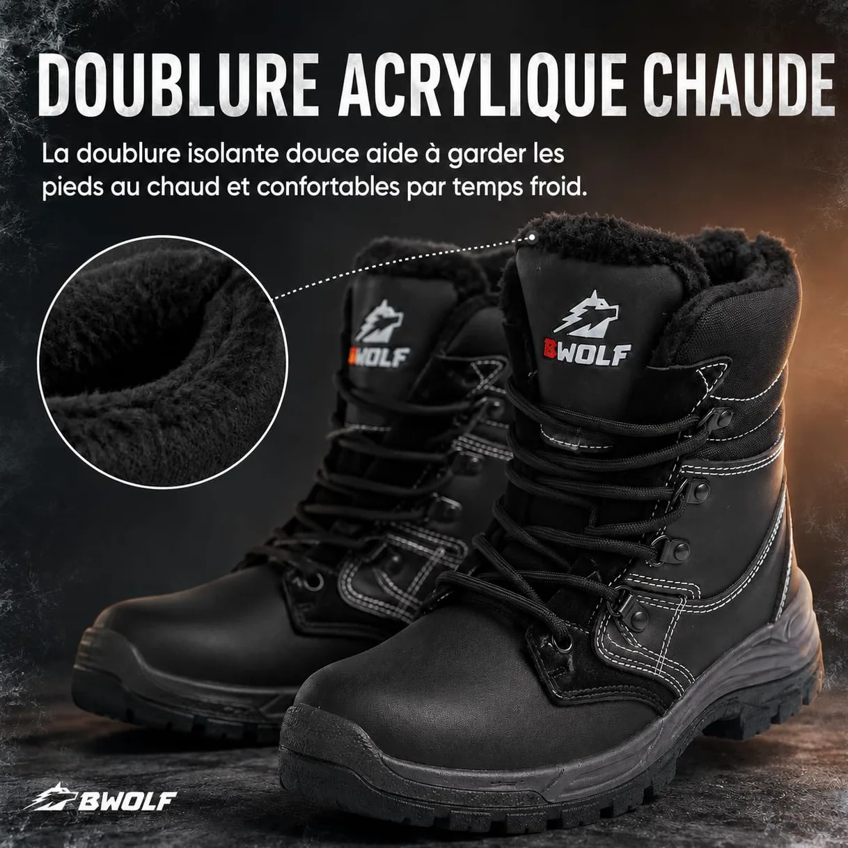BWOLF GRIZZLY Chaussures de Sécurité Hommes Hiver S3 Chaussures de Travail Homme Hiver S3 Résistant à l'eau et à l'huile Antidérapantes Technologie Re-Flex et Semelle Ergonomique