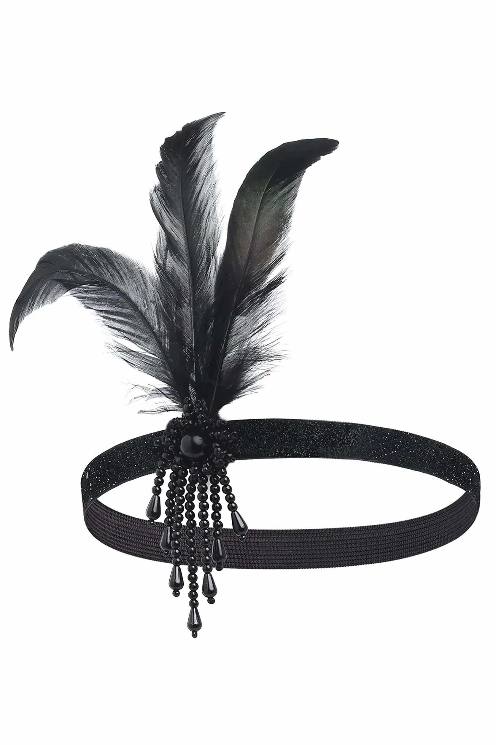 BABEYOND Bandeau Gatsby Cristal 1920s Plume Flapper Accessoires Charleston Vintage Noir