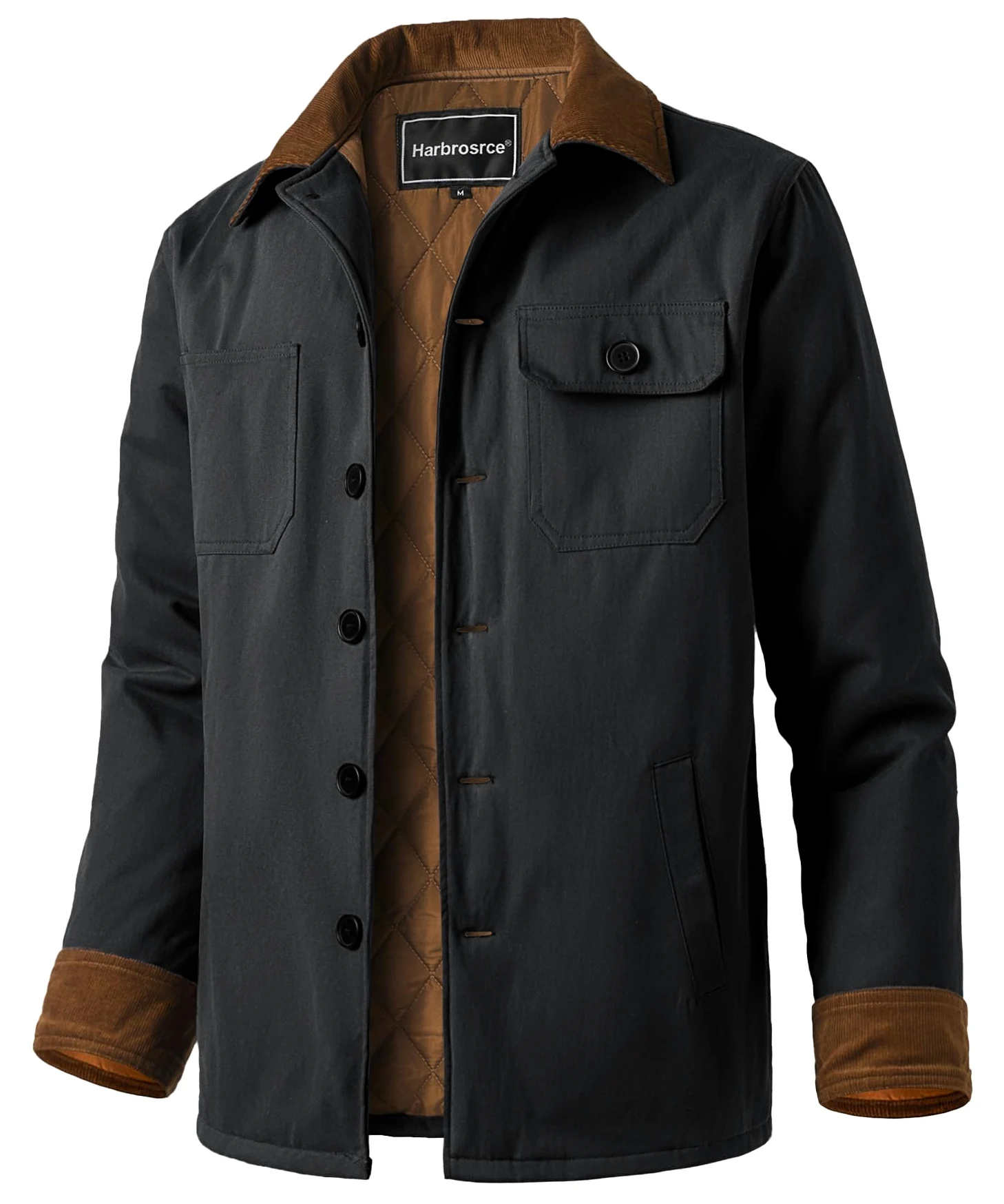 Blouson Homme Hiver Chaud Filled Trench Manteau Veste en Coton Doublure Matelassée Vestes Parka Jacket avec 5 Poches