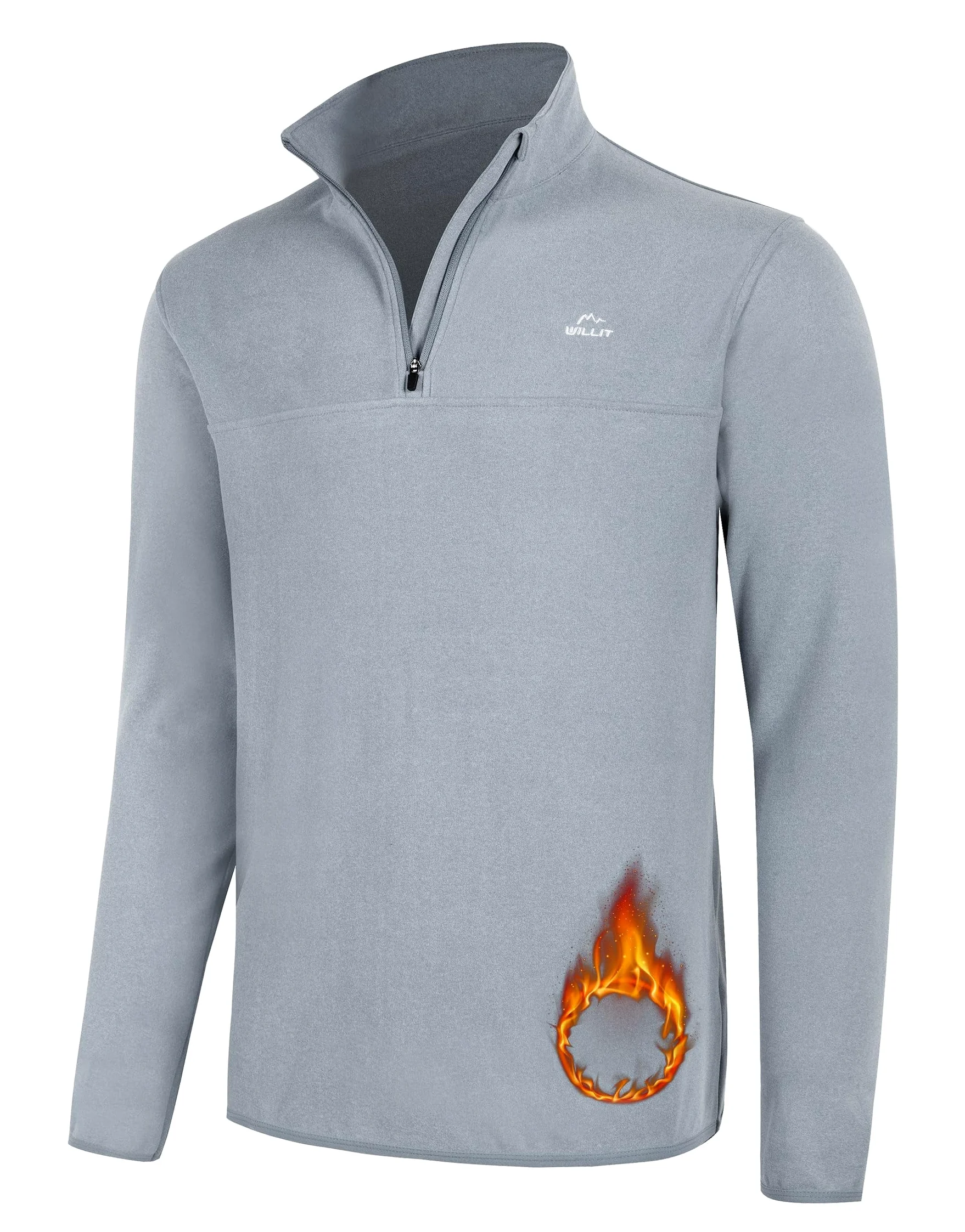 WILLIT Pull en polaire pour homme avec fermeture éclair - Pull de travail respirant thermique