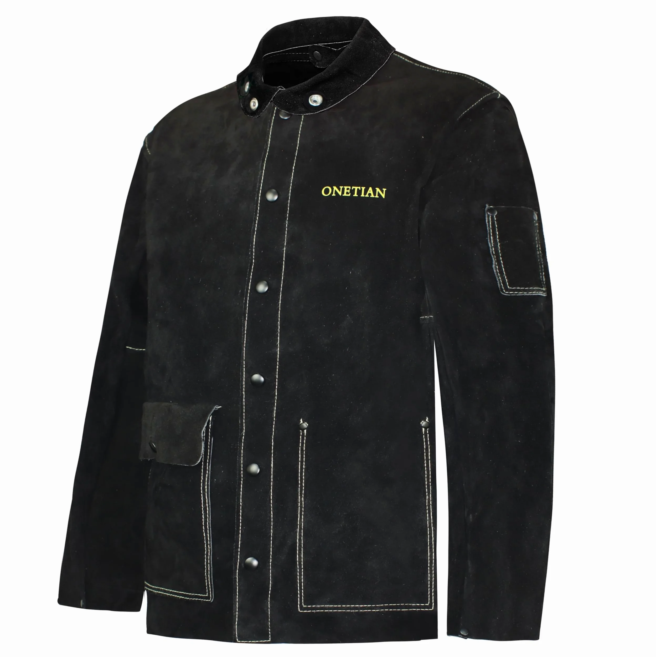 Veste de soudage en cuir, manteau de sécurité robuste, résistant à la chaleur et aux flammes