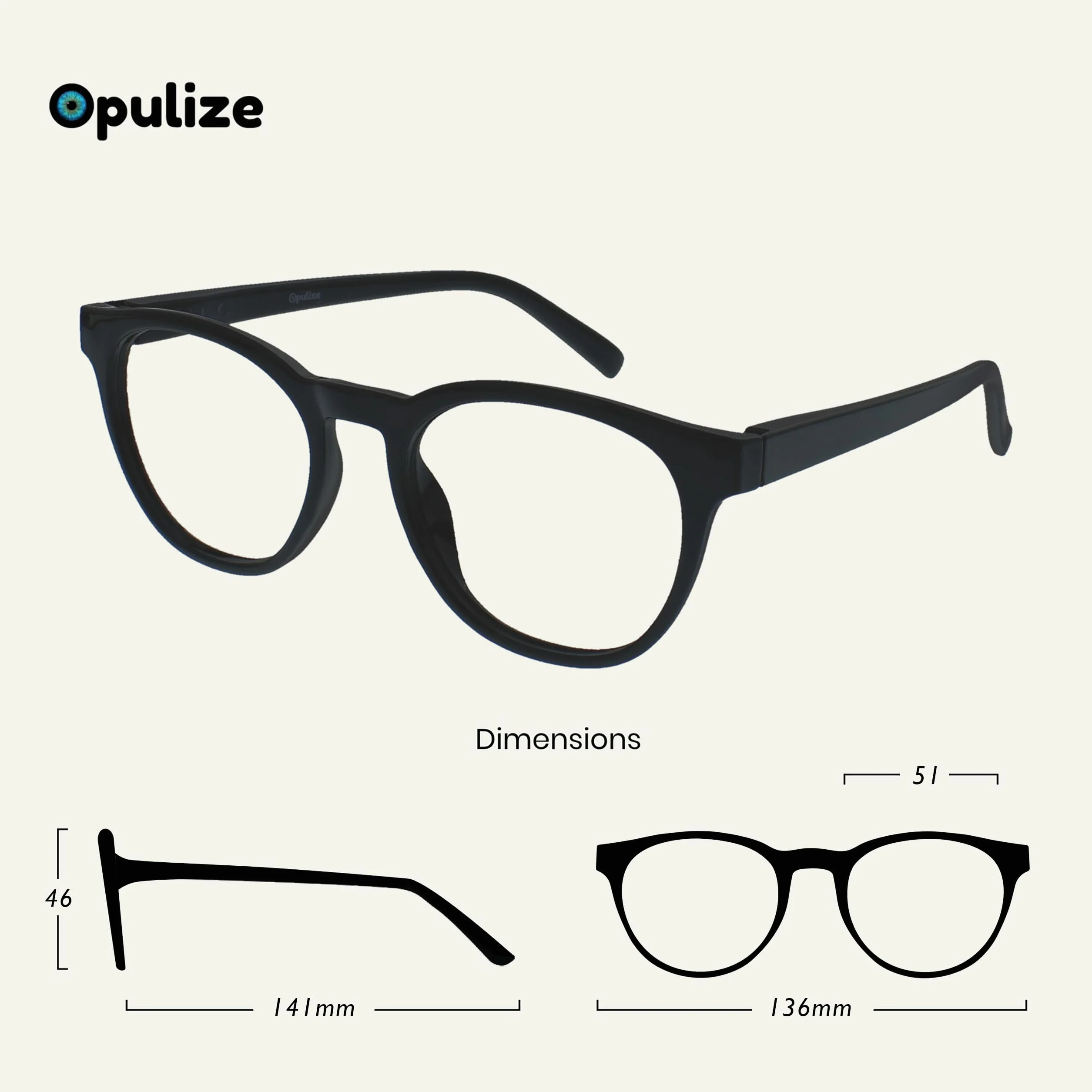 OPULIZE Blu - Lunettes Anti-Lumière Bleue Monture Ronde et Cool Charnières à Ressort Améliore le Sommeil Jeux Ordinateur Noir Hommes Femmes B5-1 +0.00