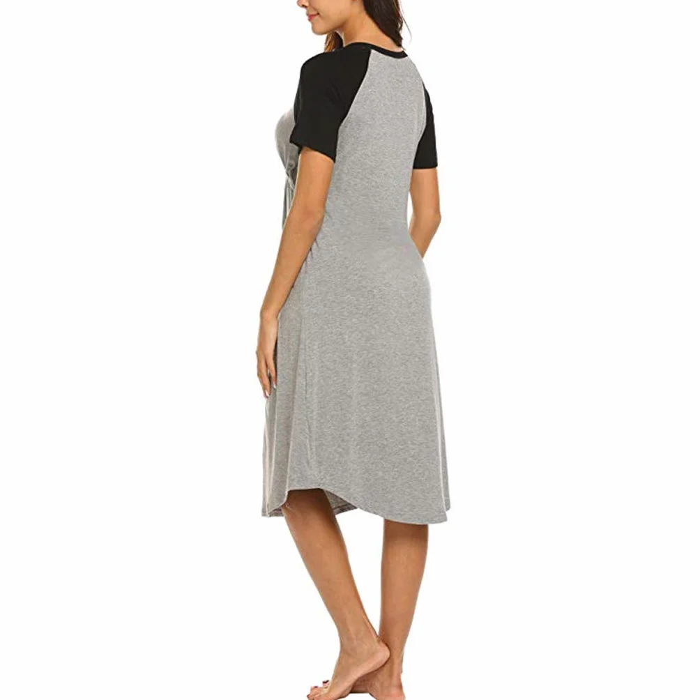 générique Robe de maternité pour Femmes Chemise de Nuit d'allaitement Chemise de Nuit d'allaitement vêtements de Nuit Jupe Tulle Maternité Grande Taille (Grey, S)