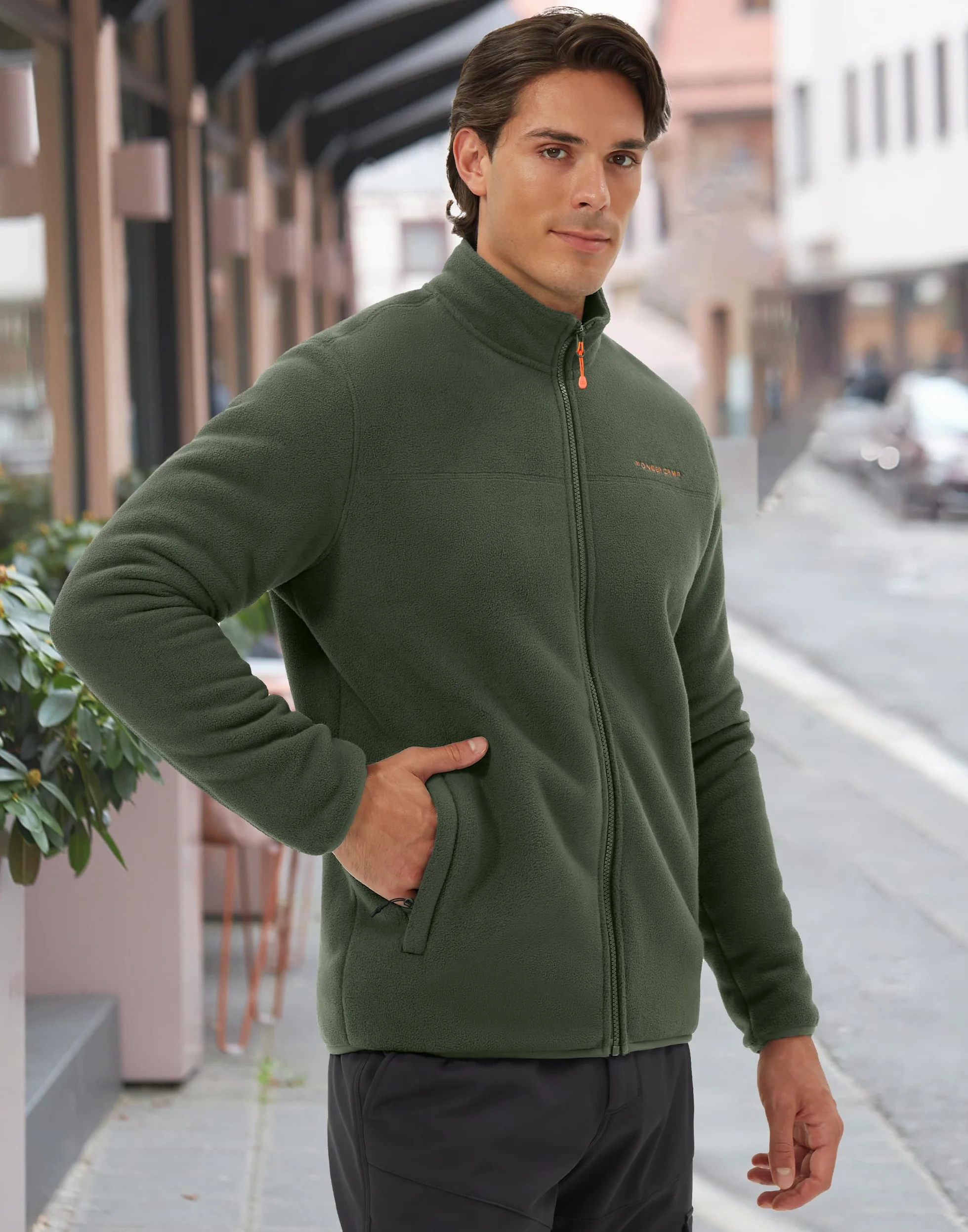 Pioneer Camp Veste polaire doublée Sherpa pour homme - Chaude - Fermeture éclair intégrale - Veste épaisse - Manteau d'hiver doux avec poche zippée