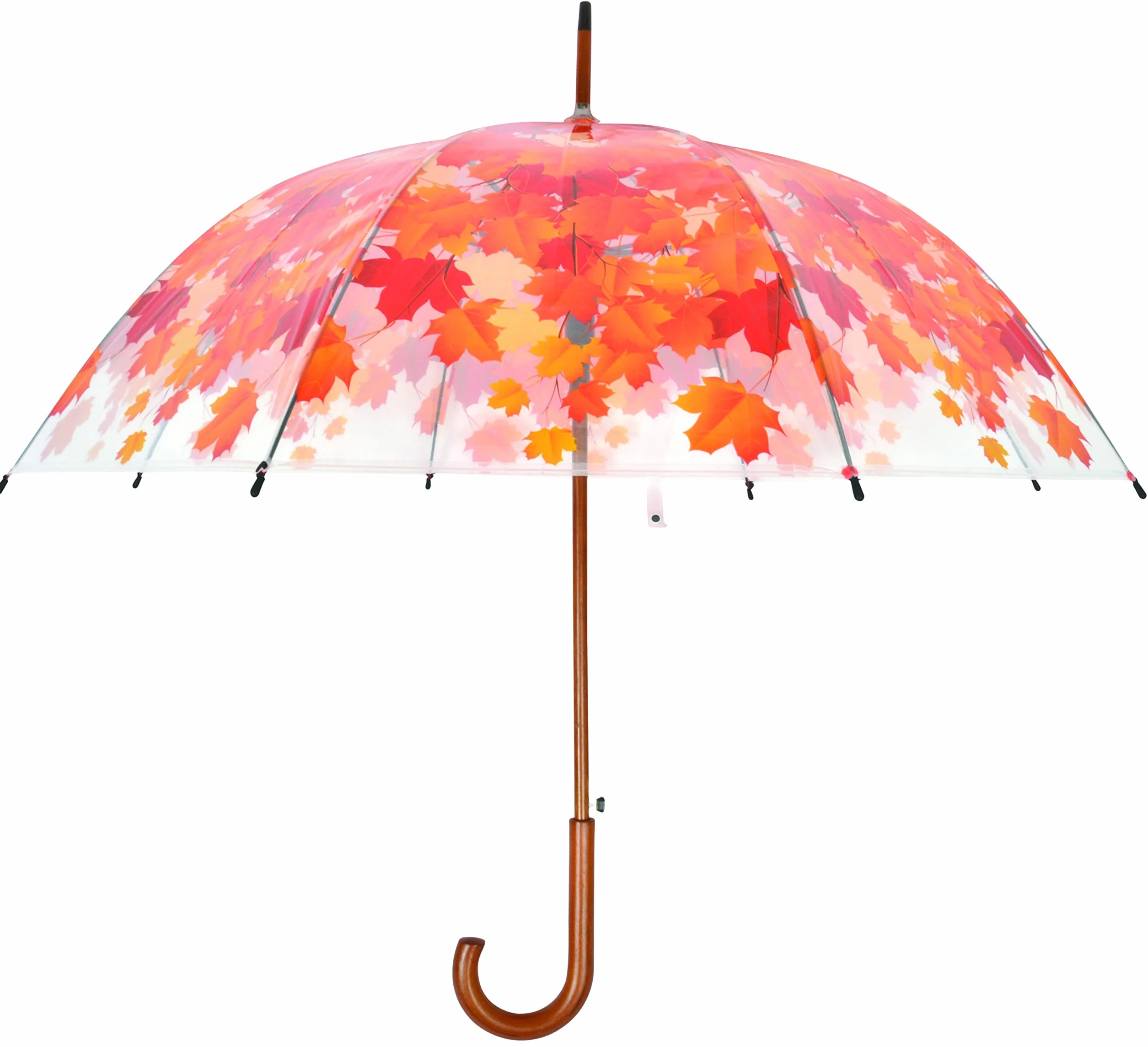 Parapluie Canne Cloche 88 cm Transparent Feuilles d'automne TP242