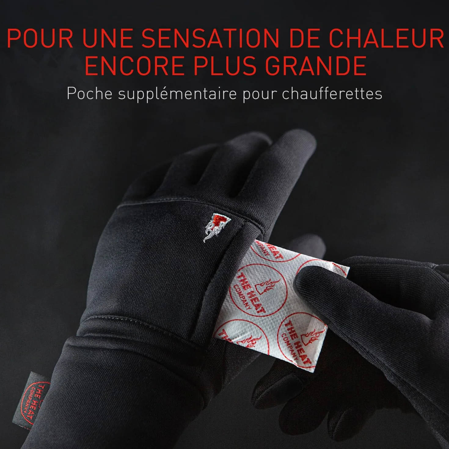 THE HEAT COMPANY Polartec Liner Gants Hiver Homme Femme Tactile Smartphone Gant Travail Sports Thermiques Chauds Contre Le Froid Noir