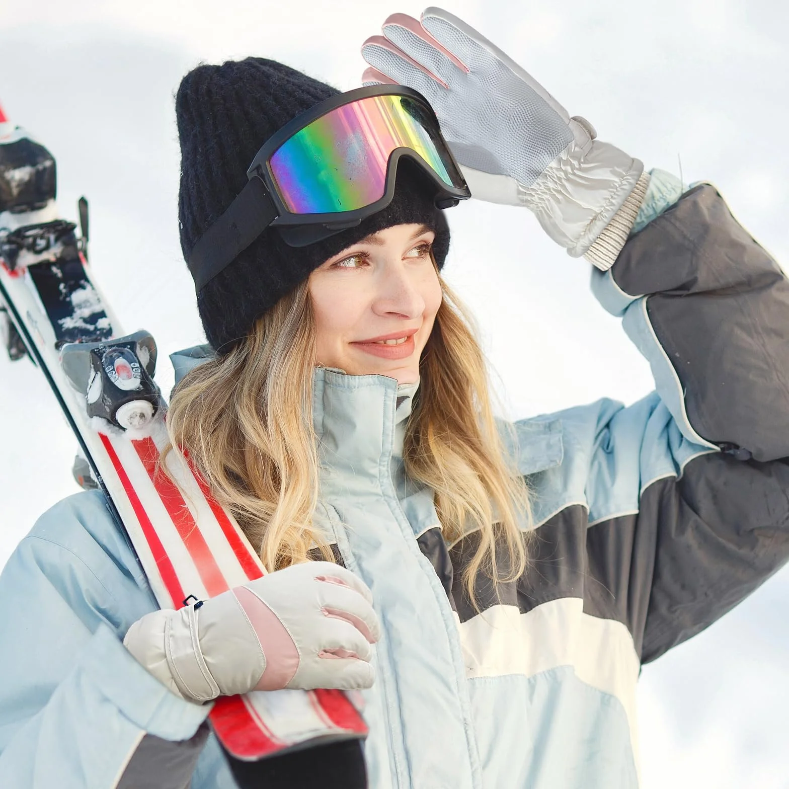 Gants de ski d'hiver femme coupe-vent thermiques écran tactile imperméables doublure polaire