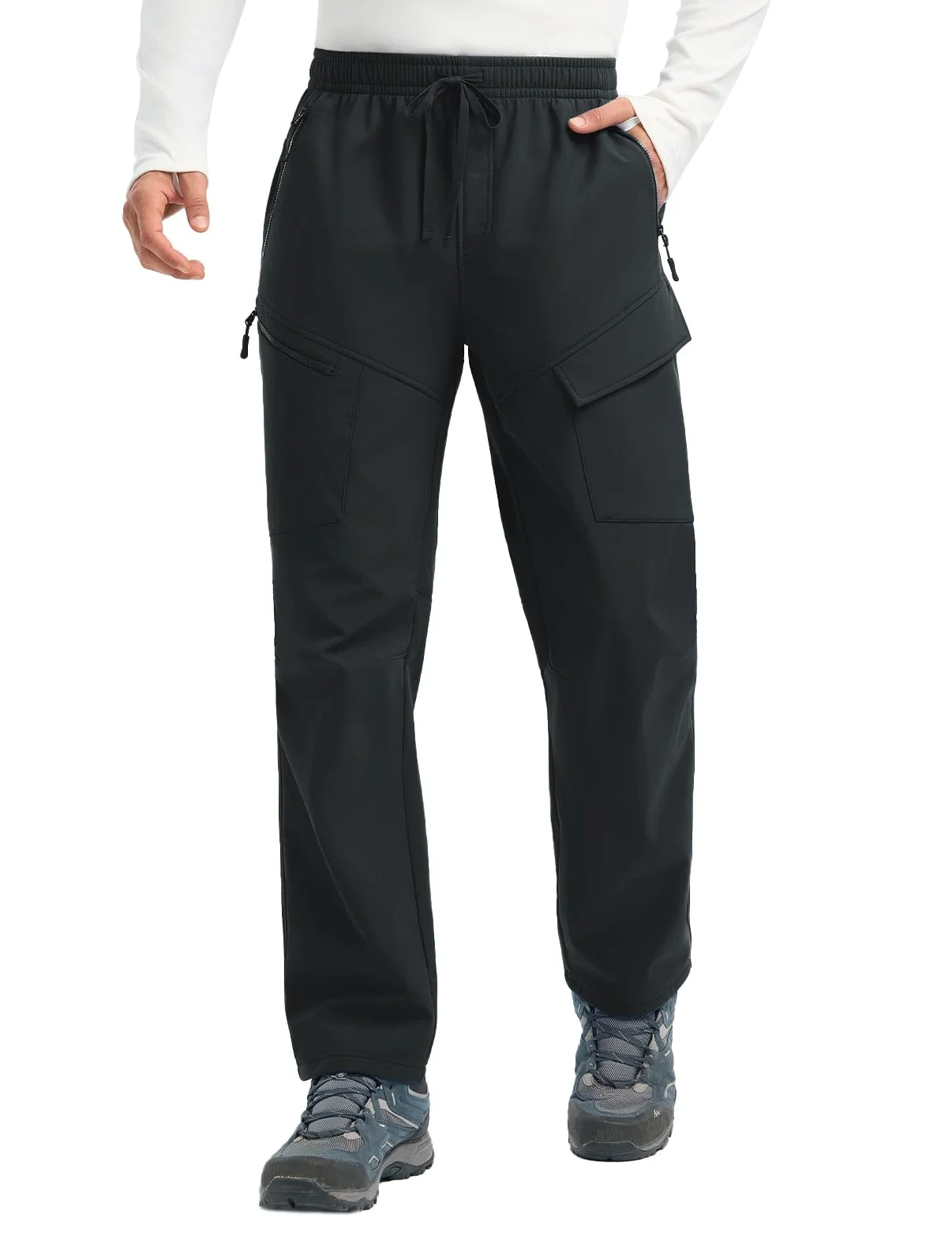 baleaf Pantalon cargo pour homme avec doublure en polaire avec poches pour la marche et l'extérieur d'âge moyen