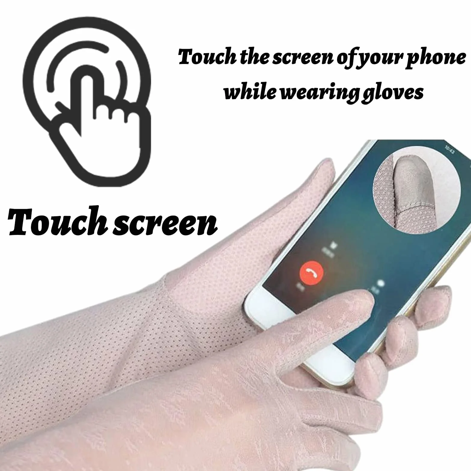 Women Summer Sun Protection Gloves,1 Pair Ice Silk Lace Non Slip Driving Gloves,Full Finger Touchscreen Sunblock Gloves Mittens for Riding Cycling Hiking Fishing Outdoor Activities