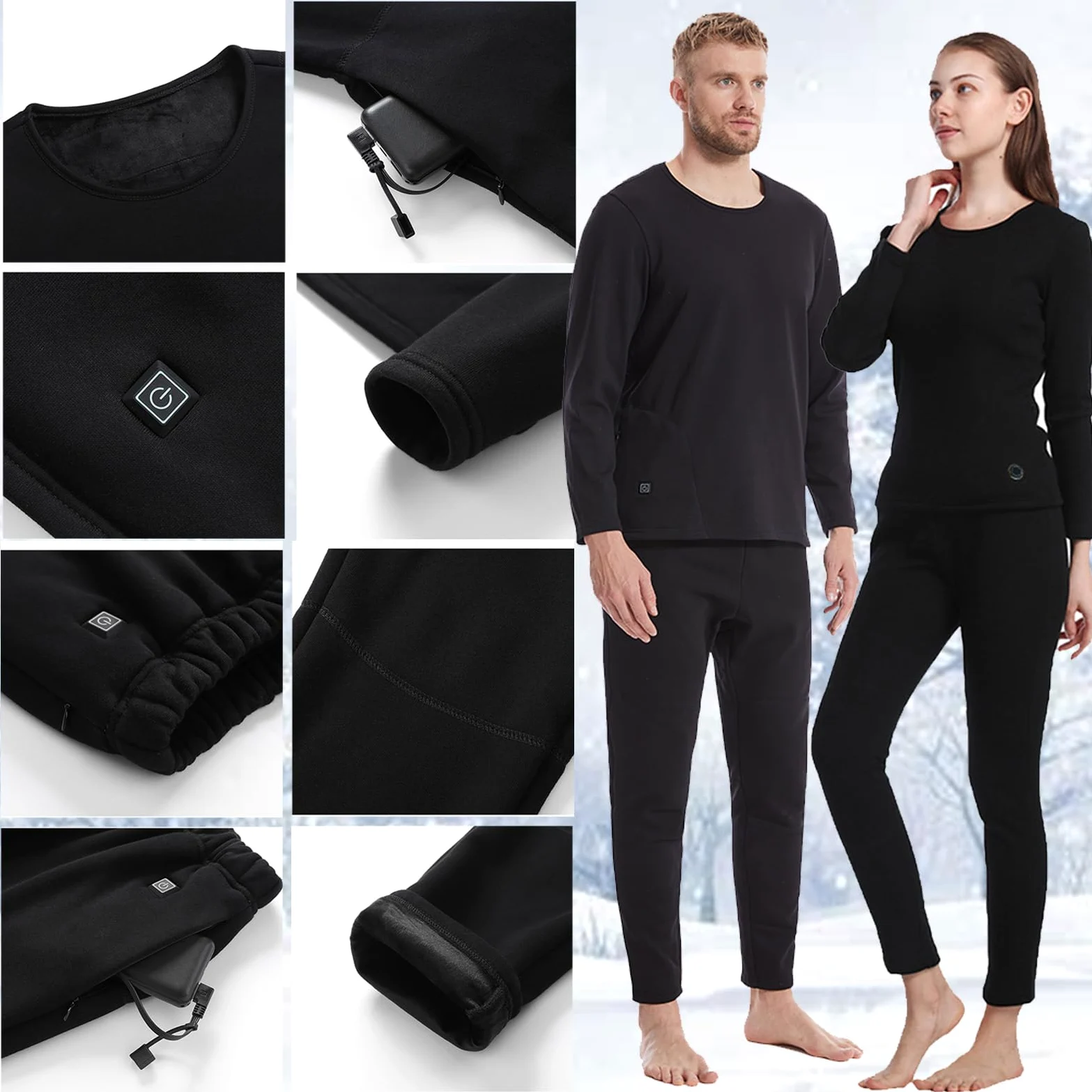 sous-vêtements Chauffants Intelligents pour Hommes Femmes Hivers Protection Contre Le Froid USB Thermique Chemise Pantalon pour Le Travail en Plein Air Camping