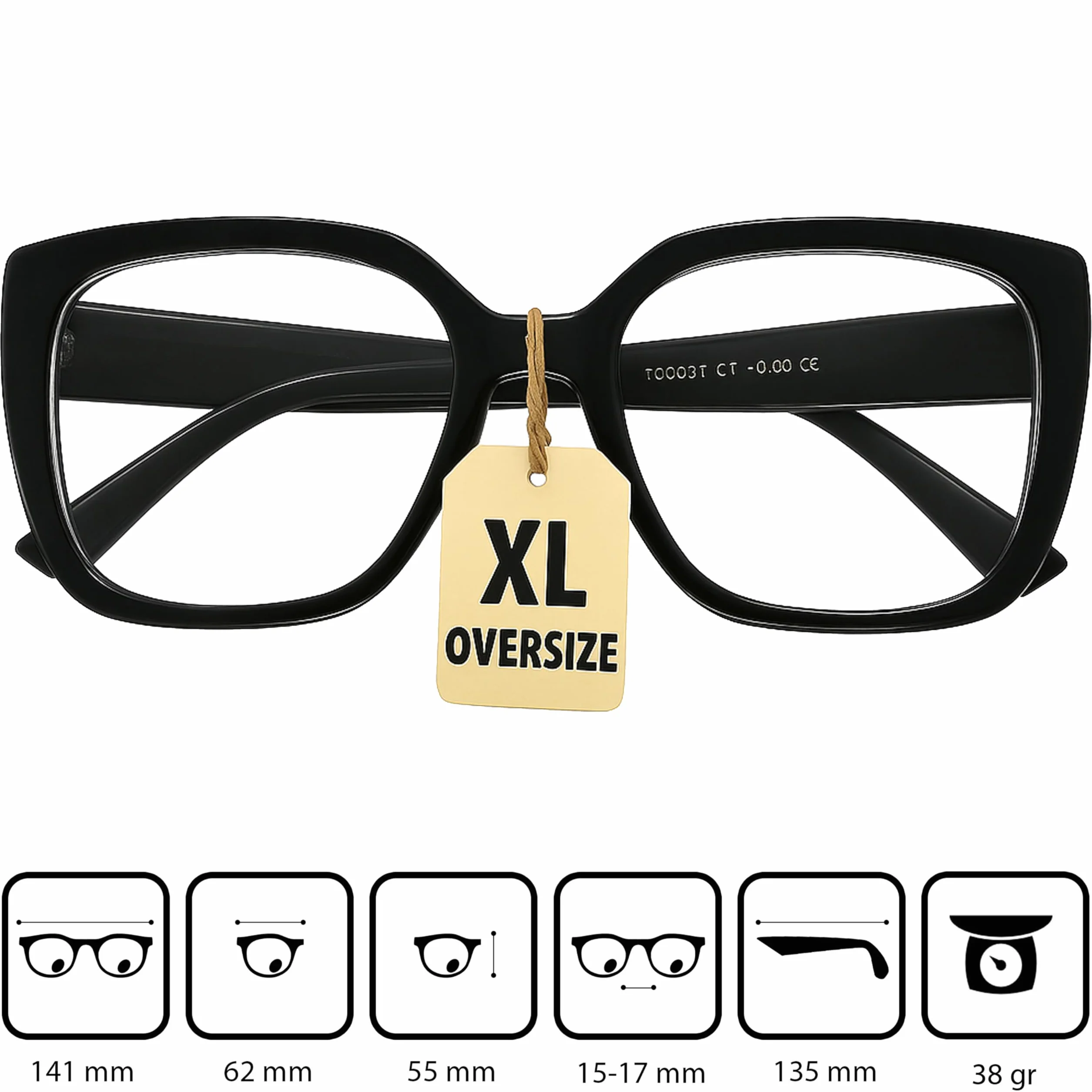 Lunette Anti Lumière Bleue Papillon Rectangulaires Oversize, Monture Épaisse en Plastique, Protection UV, Boîte Inclus, Lunettes Femme