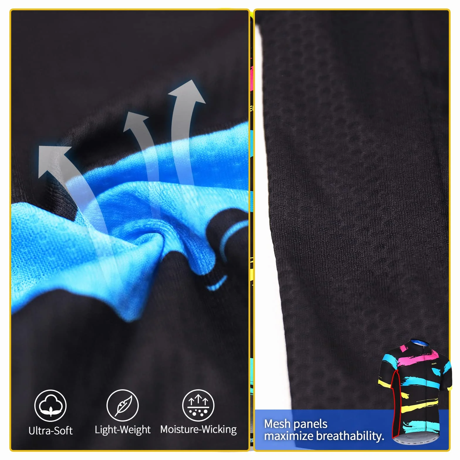 ARSUXEO Maillot Cyclisme Homme Manches Courtes Maillot Vtt Lumineux Vélo T-Shirt Respirant Haut de Cycle ZY84
