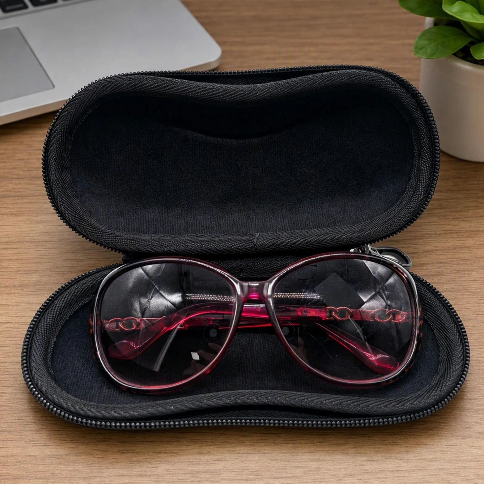 Étui à lunettes rigide portable avec mousqueton | EcoGleam Lot de 6 étuis à lunettes en mousse noire avec mousqueton en polyuréthane pour lecture, conduite, lunettes de soleil