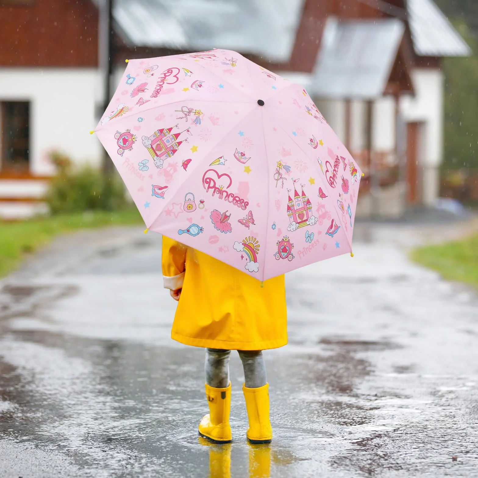 Parapluie Pliant Enfant Licornes Arc-en-Ciel Compact Antivent Facile à Ouvrir Portable Durable École Voyages