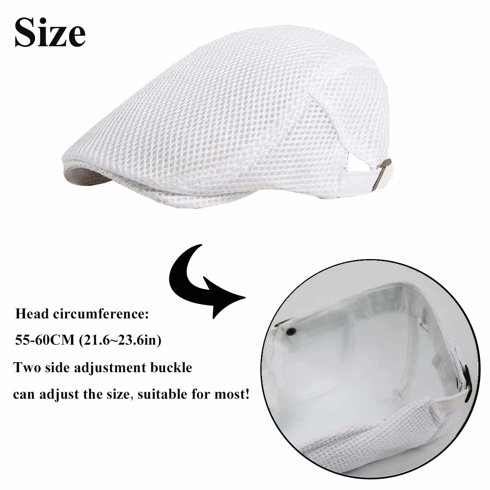 Casquette Beret Homme été Respirant Maille Chapeau Tour de tête 55-60cm