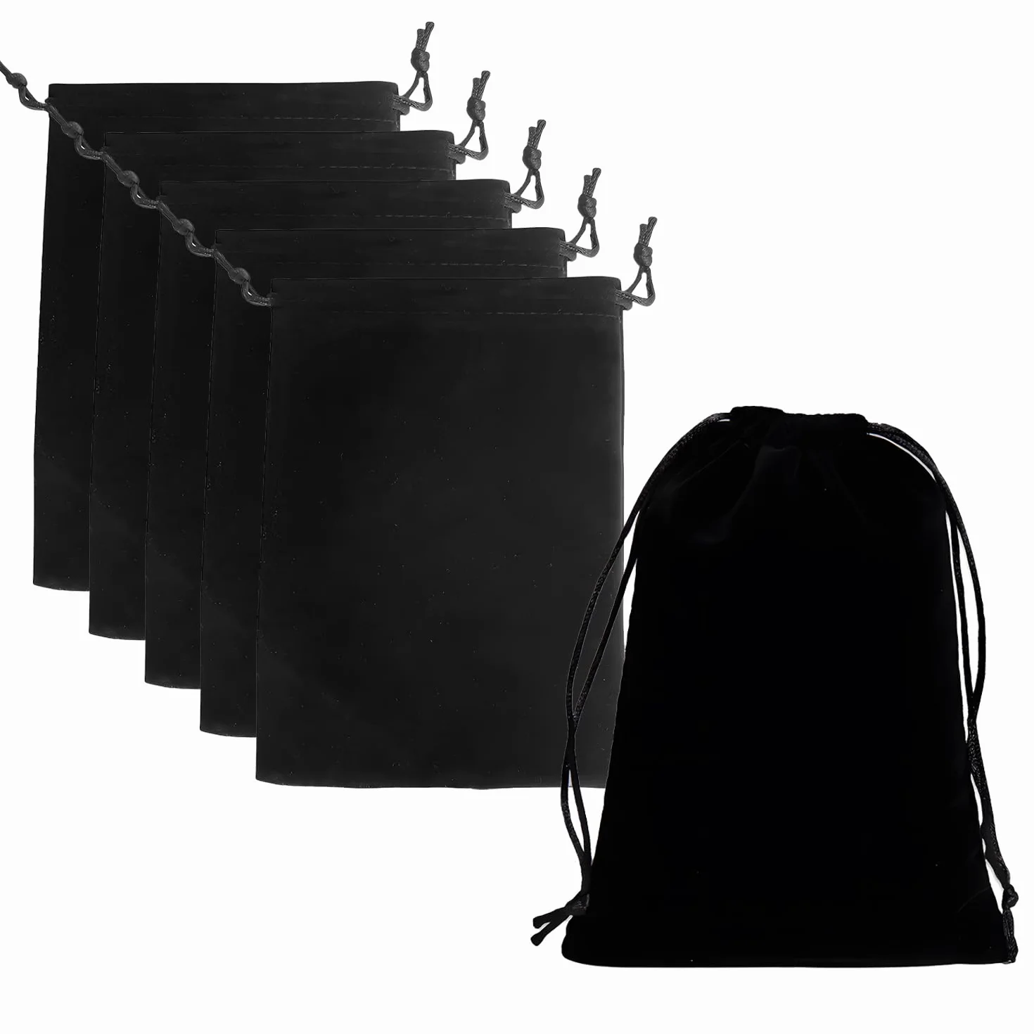 Lot de 6 Grandes Pochettes Cadeau en Velours Noir 20x30cm, Sac Tissu avec Cordon de Serrage pour Bijoux Mariage Fête Anniversaire Pochon Réutilisable Élégant pour Cadeaux et Rangement de Petits Objets