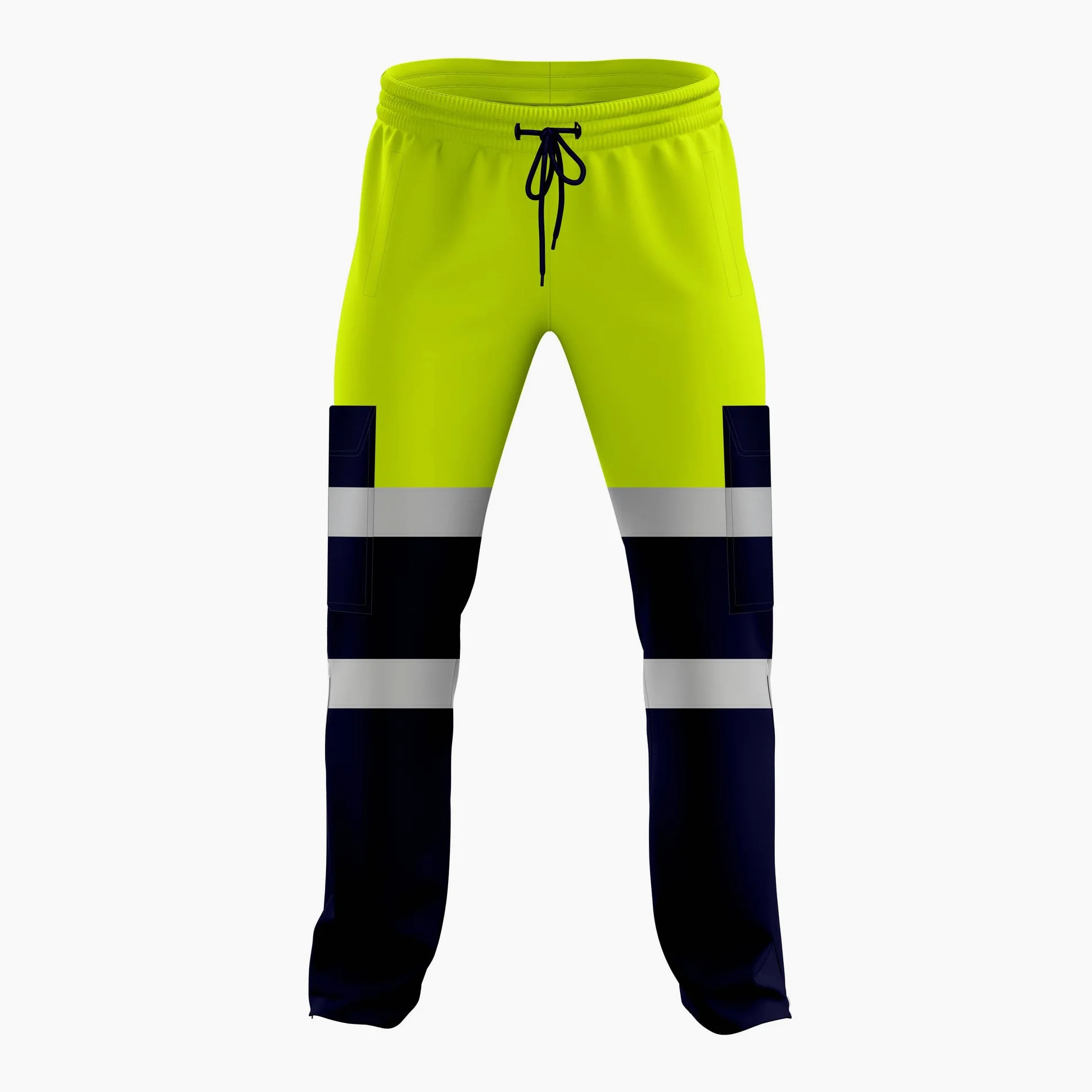 mymixtrendz Pantalon de jogging bicolore haute visibilité pour homme avec bande réfléchissante et ourlet ouvert
