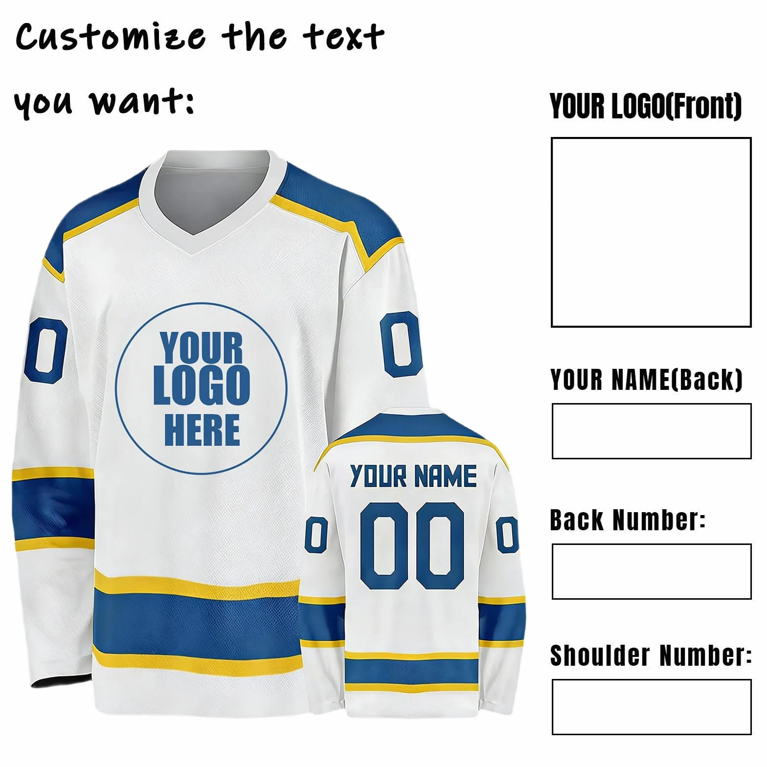 Maillot de hockey personnalisé homme garçon logo numéro nom manches longues fan équipe adulte enfant jeune