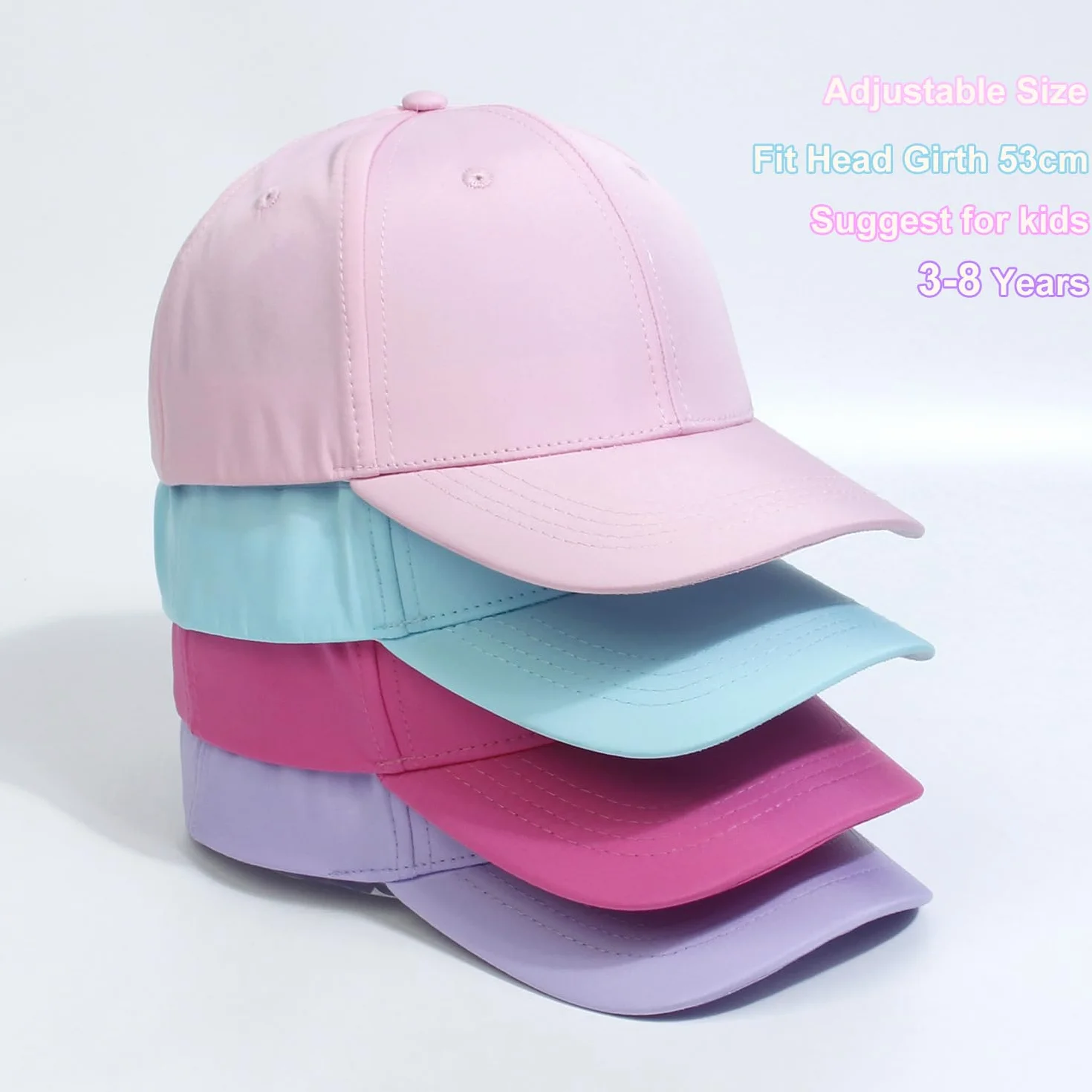 Casquette de Baseball Fille 3-8 Ans Été Chapeau de Soleil Enfant Réglable Chapeau de Baseball en Queue de Cheval Visière de Golf Tennis Visière Junior Chapeau de Plage Cyclisme Pêche Course