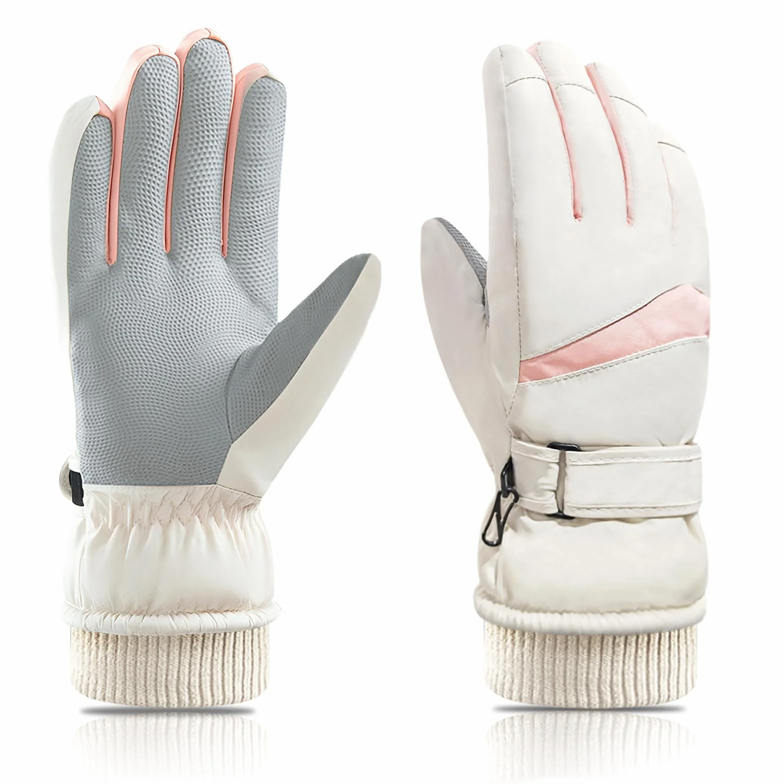 Gants de ski d'hiver femme coupe-vent thermiques écran tactile imperméables doublure polaire