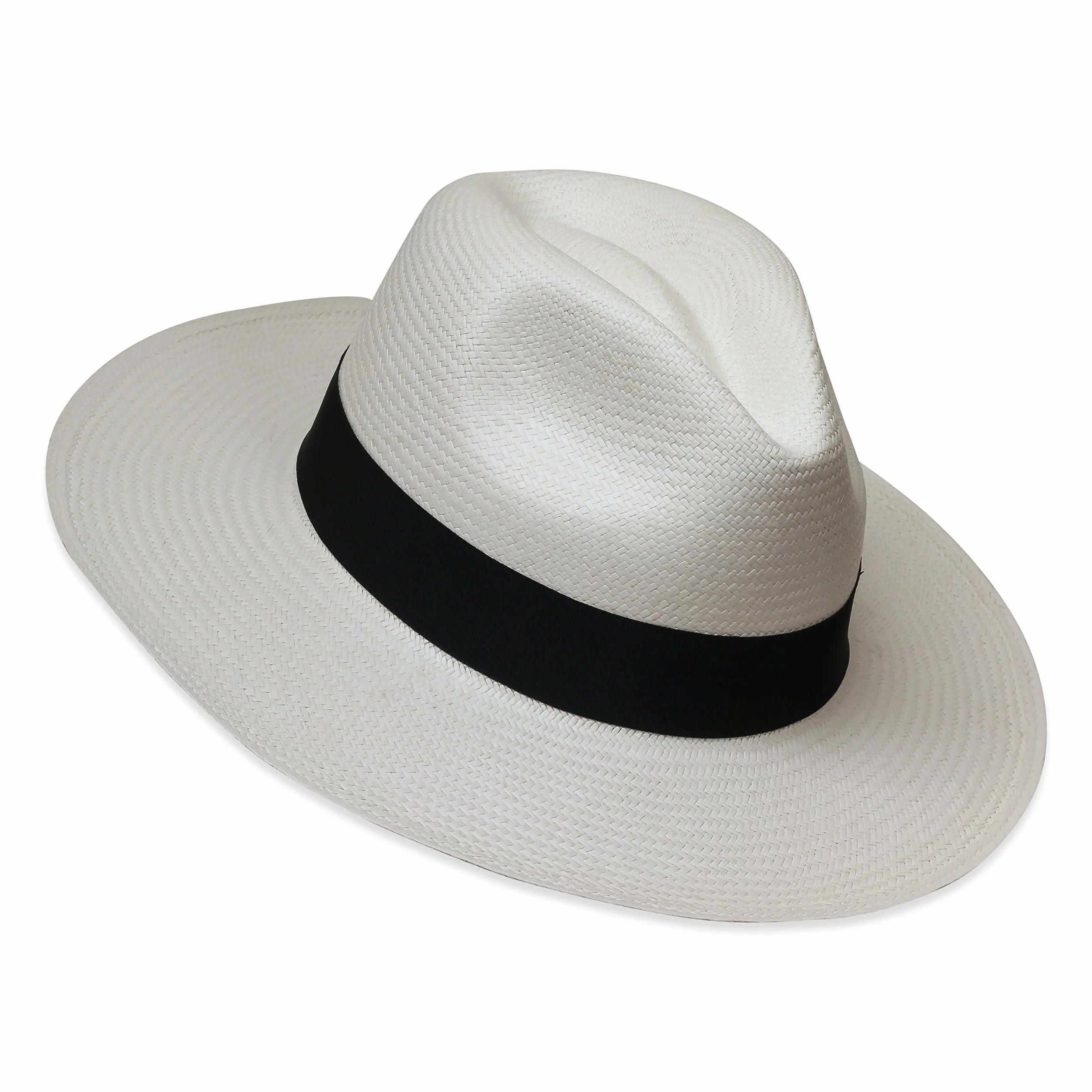 Chapeau Fedora Panama Blanc Bande Noire Non Enroulable