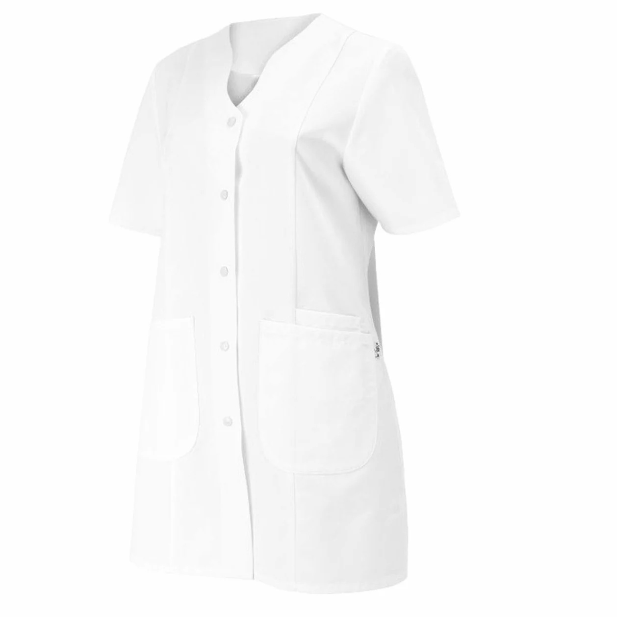 BP 1640-485-21-48n - Tunique pour femme - Manches 1/2 - Col en V avec bouton pression - Mélange de tissus 215 g/m² - Blanc - 48 n