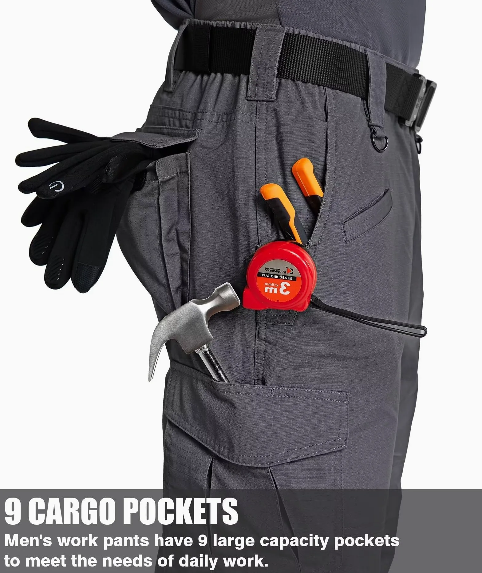Zoofly Pantalon de Travail Homme Extensible Ripstop Pantalon Cargo Homme Imperméable Multipoches Pantalon Outdoor Homme