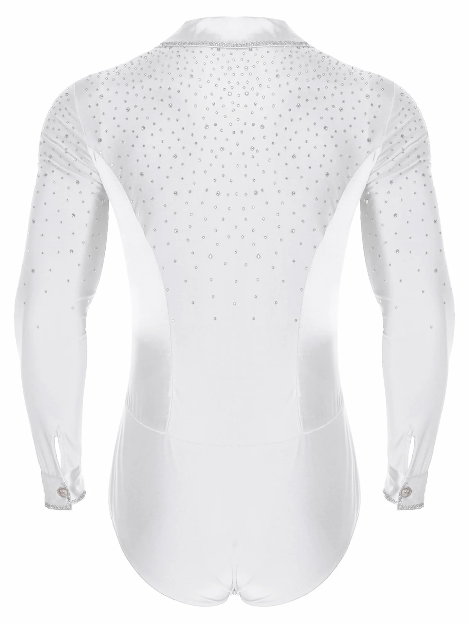 Oyolan Homme Justaucorps Danse Latine Moderne Jazz Salsa Cha Cha Body Gymnastique Bodysuit Patinage Artistique Manches Longues Strass