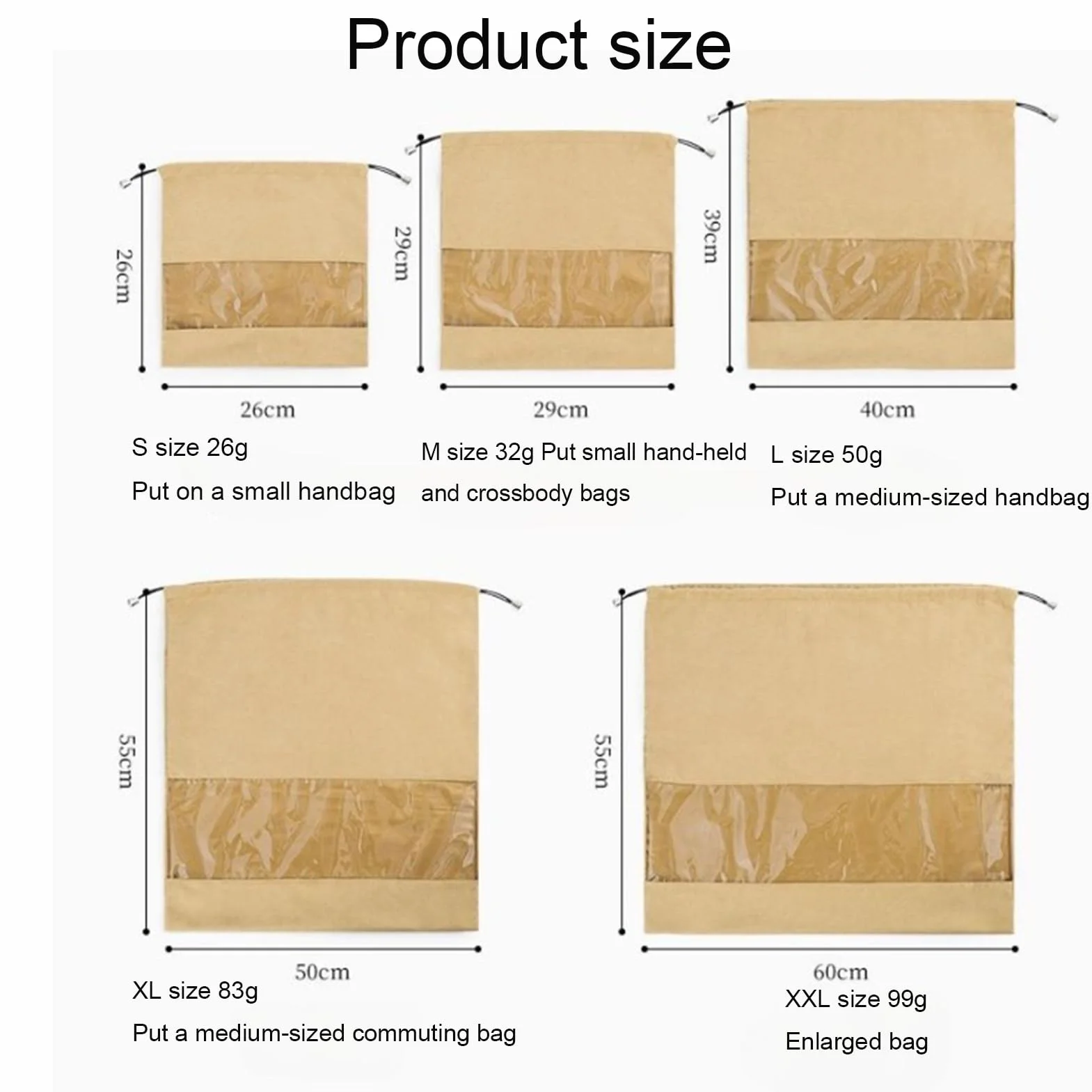 Sac à Poussière pour Main, 5pcs Housses de Protection Anti-poussière, Voyage, Chaussures, Sac de Rangement Marron