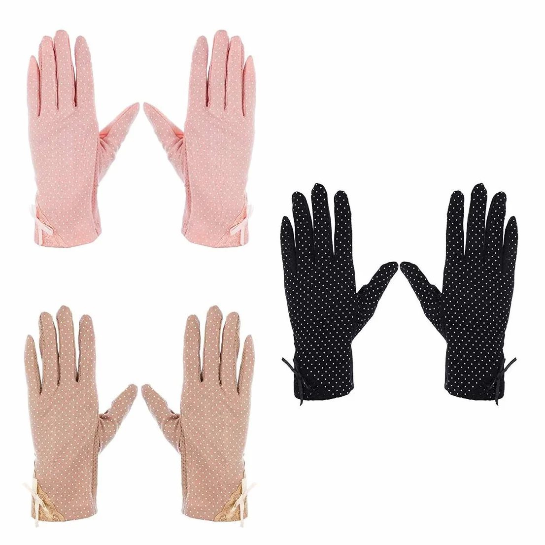 Gants Anti-Soleil de Femmes Protection UV Conduite D'été, Lot de 3 Paires