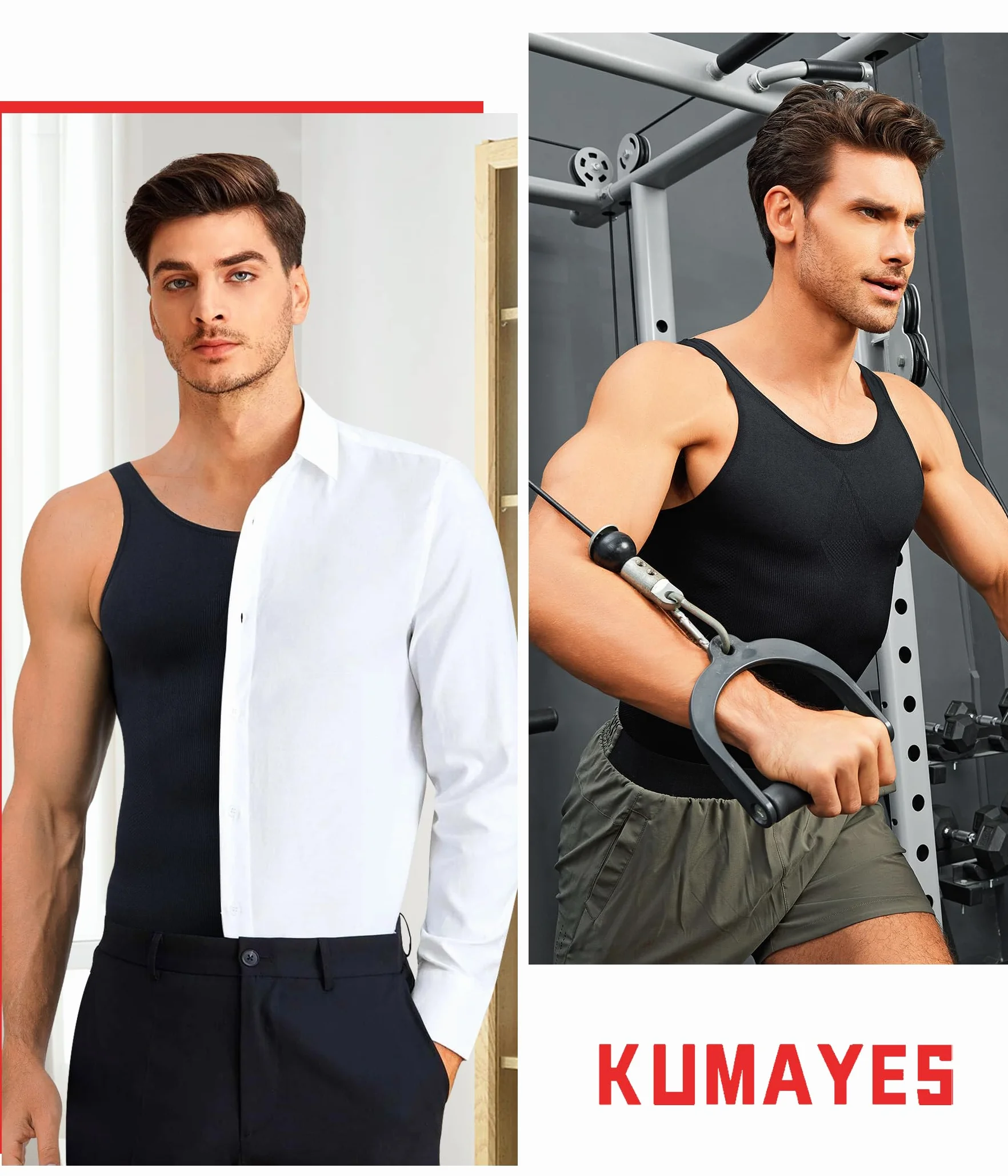 KUMAYES Débardeur de Compression Homme Maillot de Corps Gaine Ventre Plat Invisible Amincissante Posture Shirt
