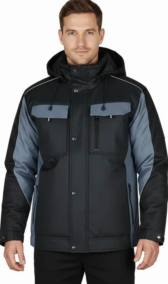 BWOLF Braver Veste de travail pour homme - Veste d'hiver coupe-vent - Veste de travail chaude avec capuche - Veste d'extérieur pour homme