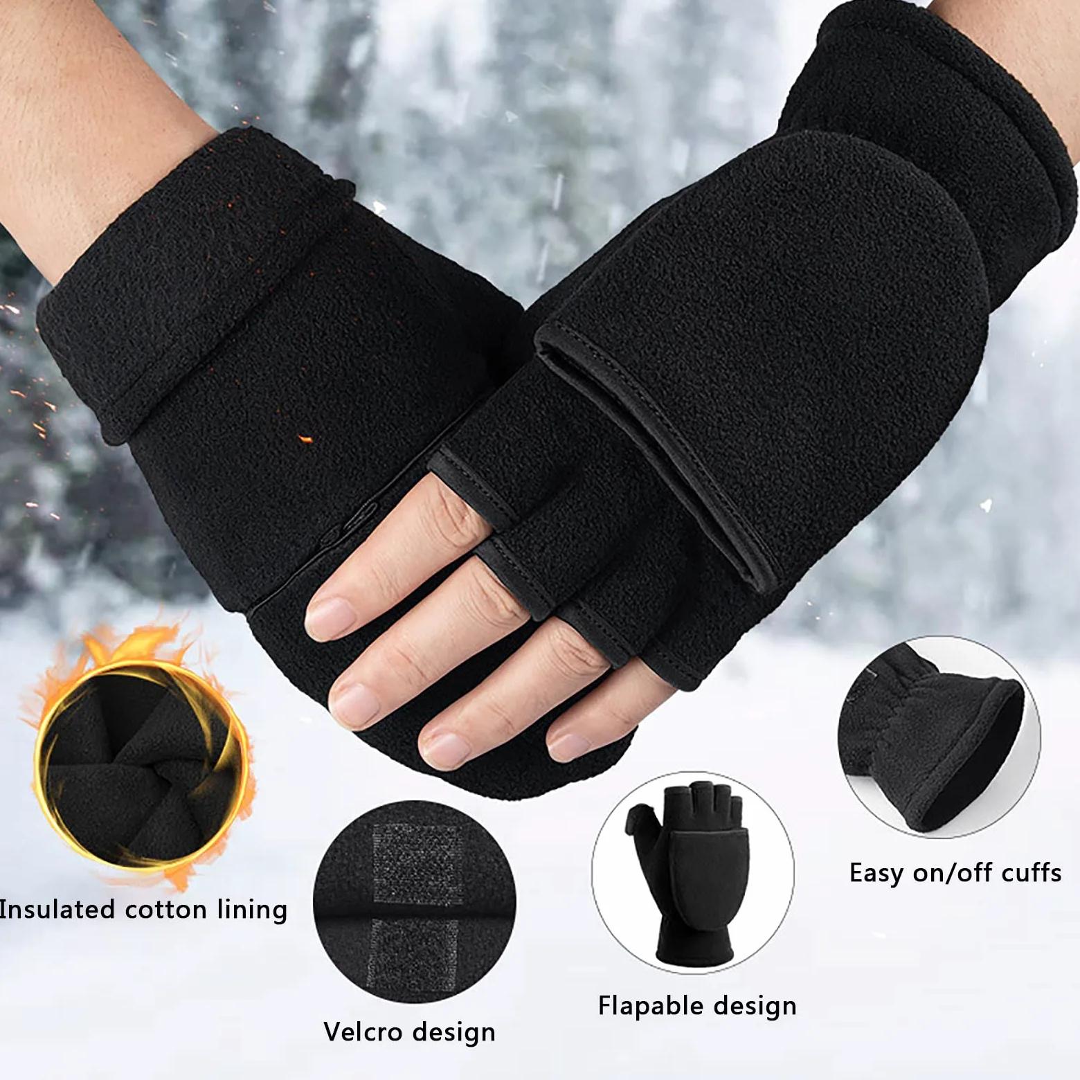 Gants d'hiver Gants de Ski Imperméables et Coupe-Vent Gants Thermiques pour la Conduite la Randonnée et Le Travail par Temps Froid pour Hommes et Femmes