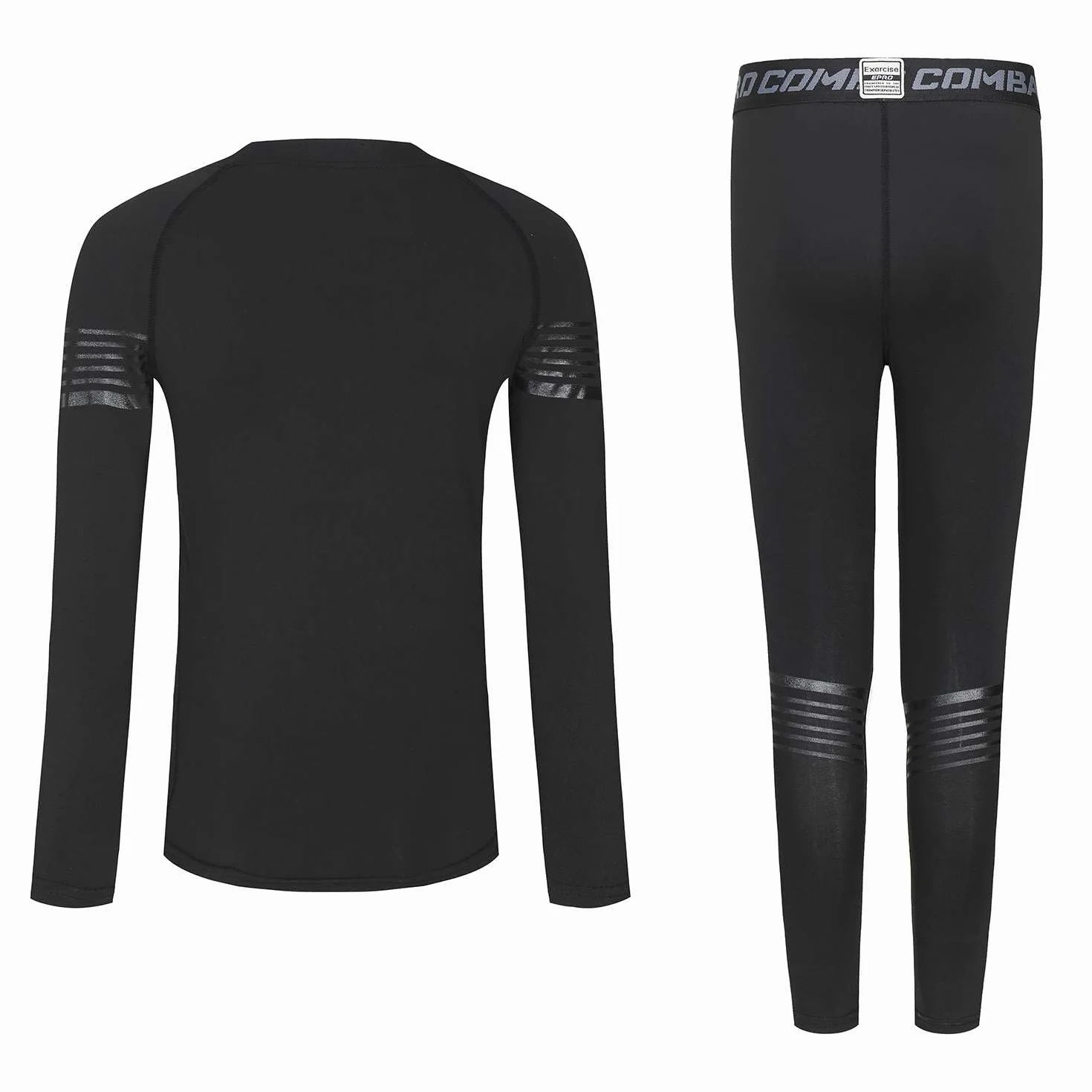 Echinodon Sous-vêtements de sport fonctionnels pour enfant - Ensemble t-shirt de compression + pantalon de compression - Sous-vêtements de compression pour l'entraînement, le ski, le cyclisme