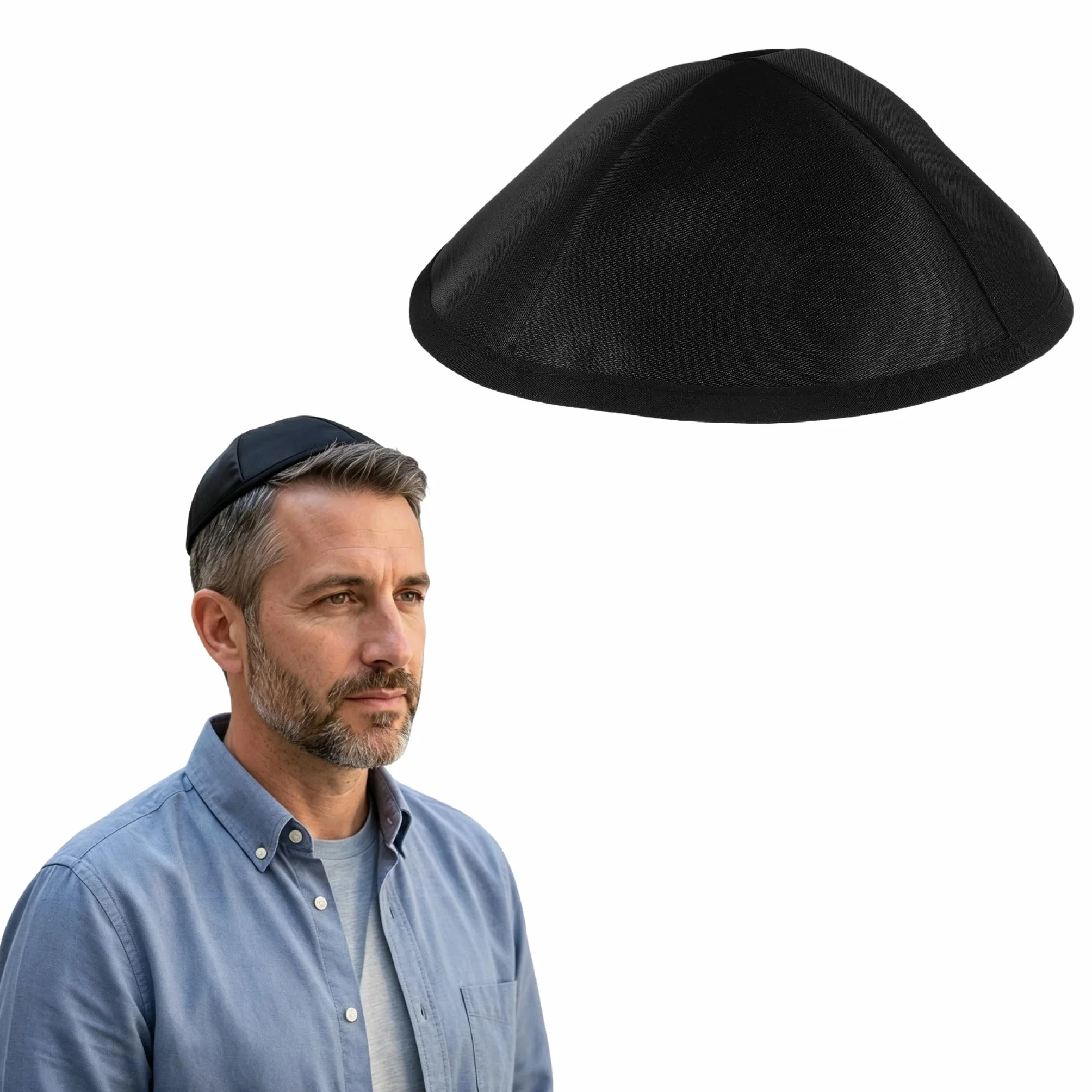 Ciieeo Kippa Yéménite Noire en Polyester Bonnet Adulte Taille Unique Kippa Israélienne Respirante et Portable pour Cérémonies Religieuses et Événements Culturels