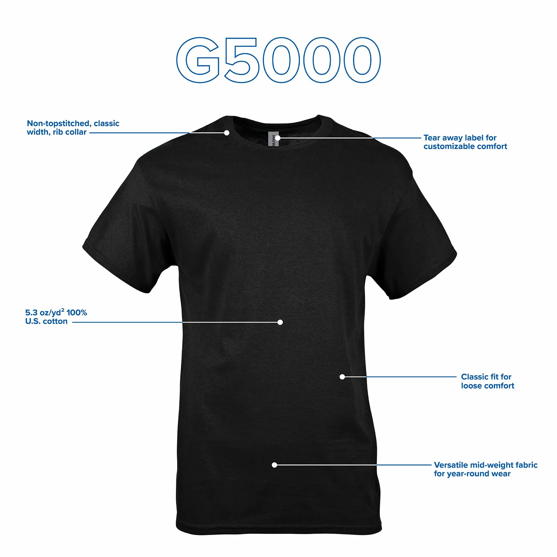 Gildan T-shirt en Coton Épais, Style G5000 Homme (Lot de 10)