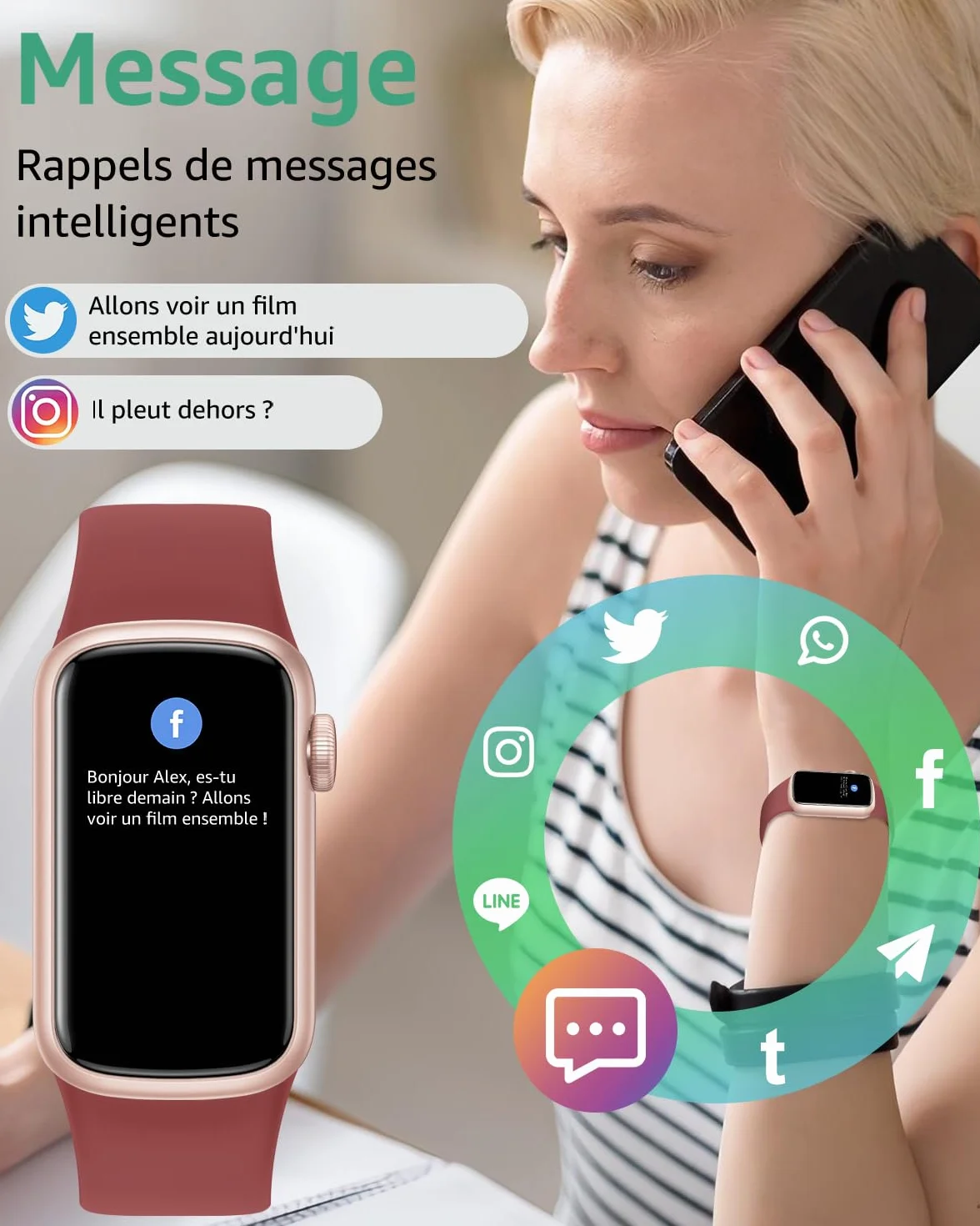 IMFRCHCS Montre Connectée Femme Homme, 1,47'' Smartwatch avec 137+ Modes Sportifs, Fitness Tracker avec Cardiofréquencemètre, Sommeil, Podomètre, Etanche IP68, Montre Intelligente pour Android iOS