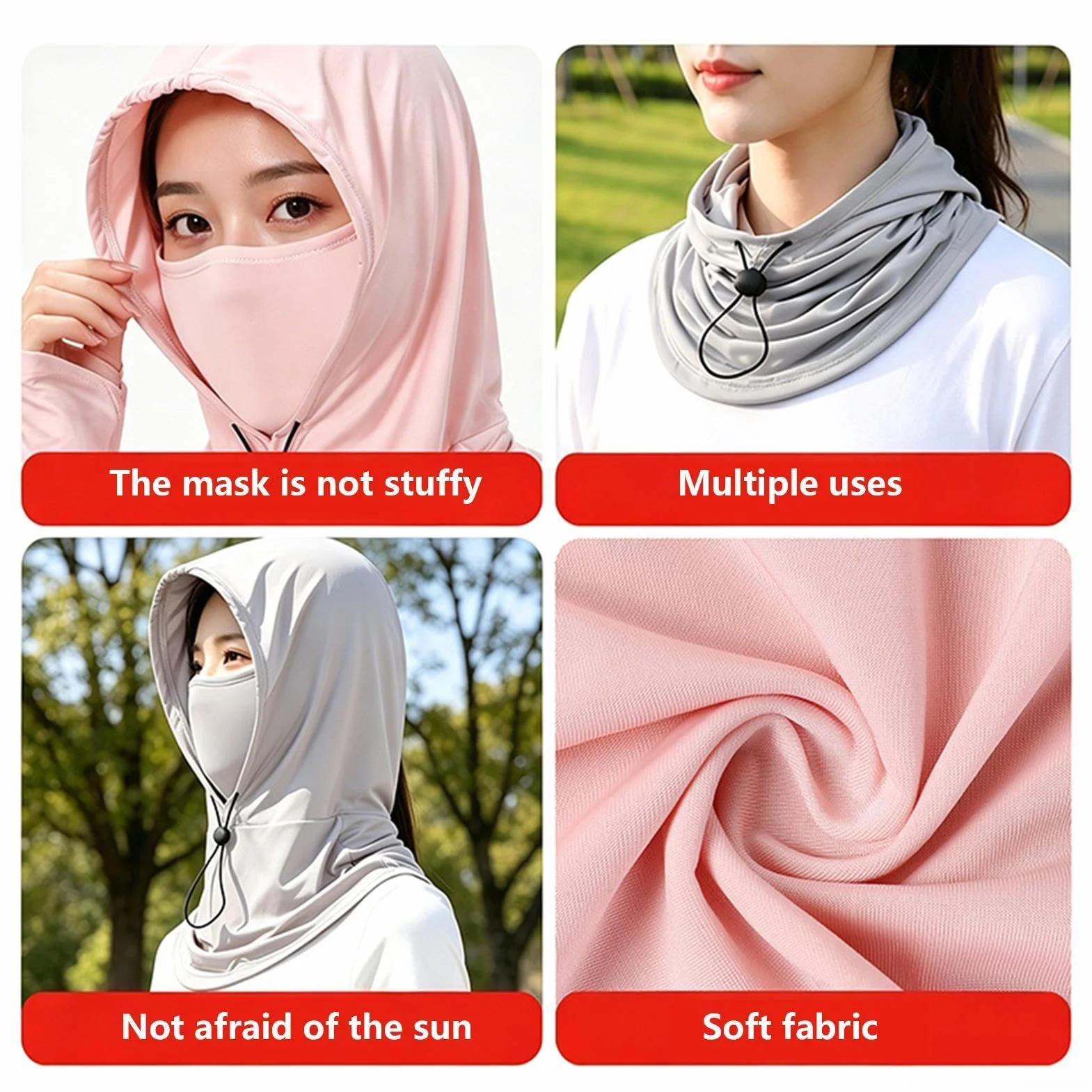 Masque de Protection Solaire pour le Visage - Écharpe En Soie Glacée Pour Temps Chaud | Masque Protection Solaire Femme Avec Chapeau | Pour Cyclisme Alpinisme Randonnée Pêche Mère Femme Petite Amie Sœ