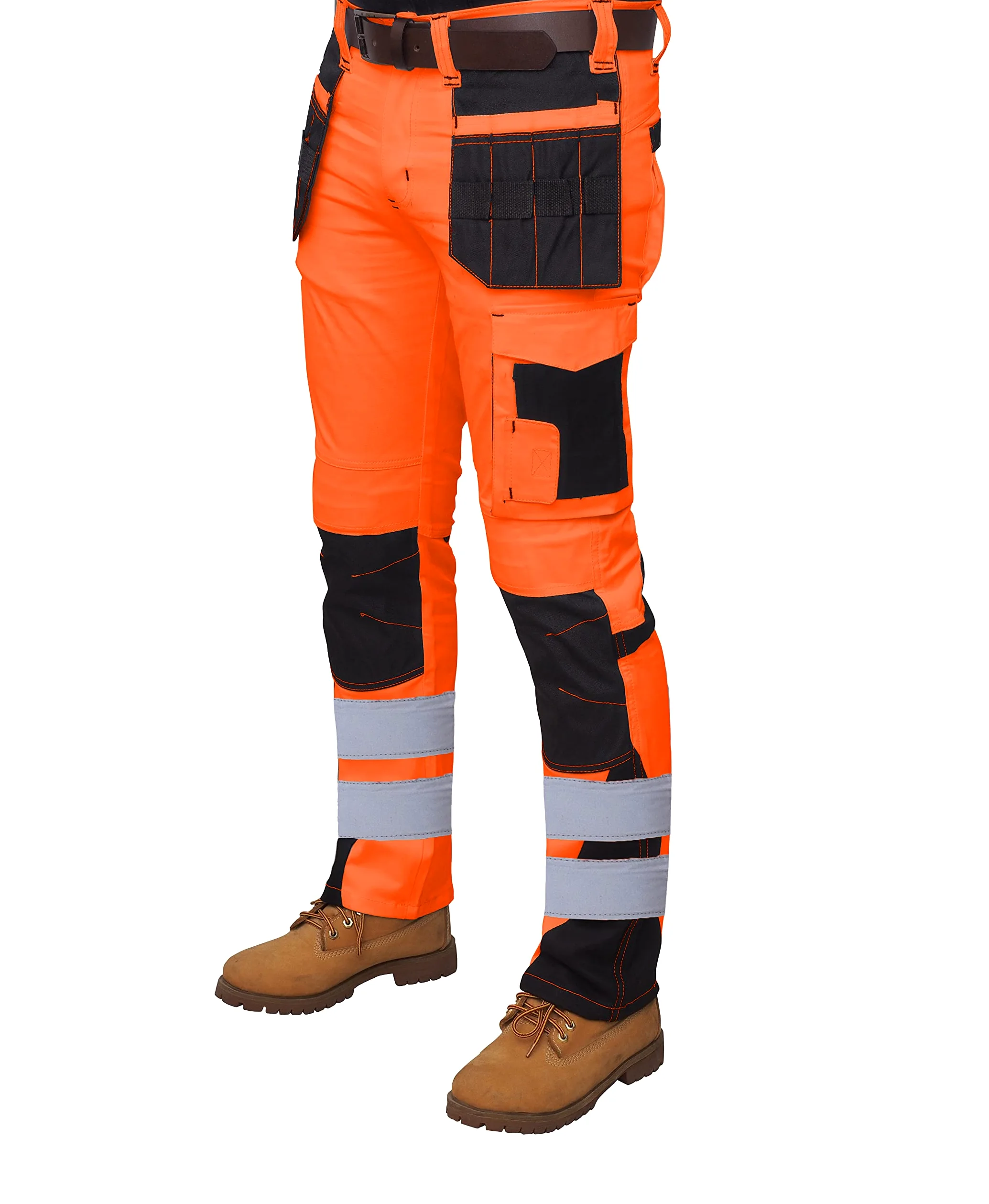 Pantalon de travail haute visibilité pour homme - Haute visibilité - Doux et résistant - Plusieurs poches - Facile d'entretien - Bande réfléchissante