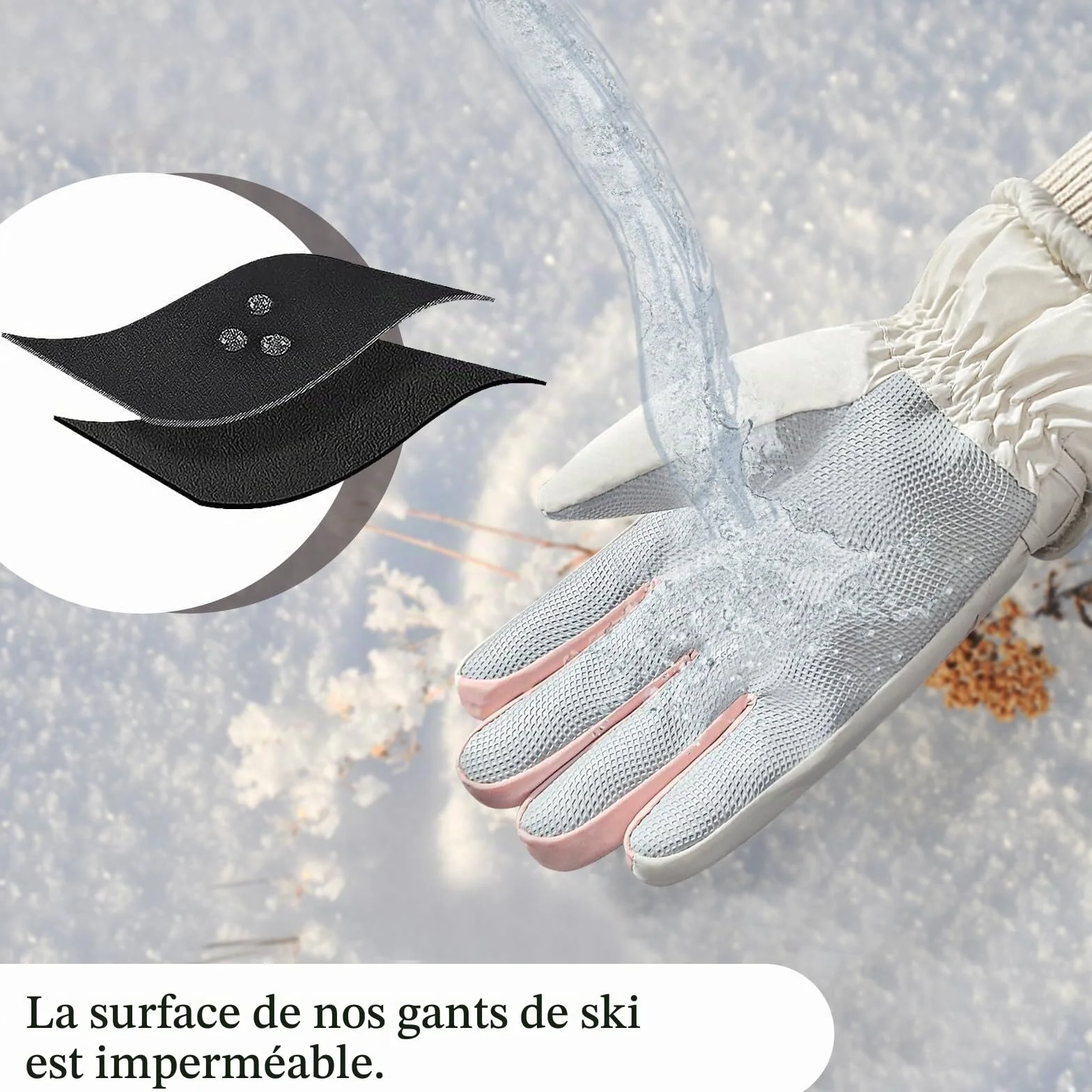 Gants de ski d'hiver femme coupe-vent thermiques écran tactile imperméables doublure polaire