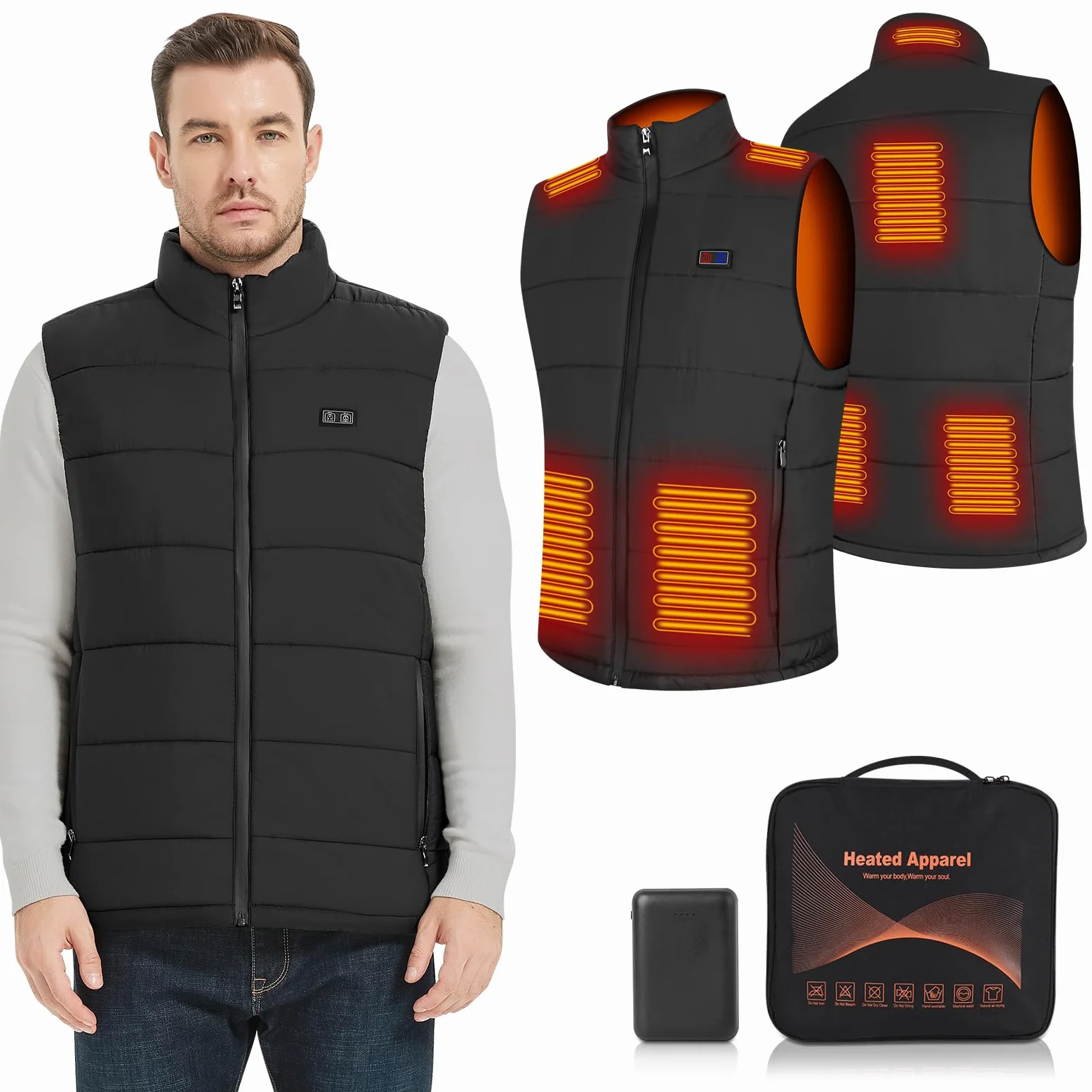 Amiable Veste Chauffante Homme Femme, Gilet Chauffant Homme avec 8 Zones de Chauffage, 3 Modes de Chauffe, Manteau Chauffant Doudoune pour Hiver Ski Chasse - M