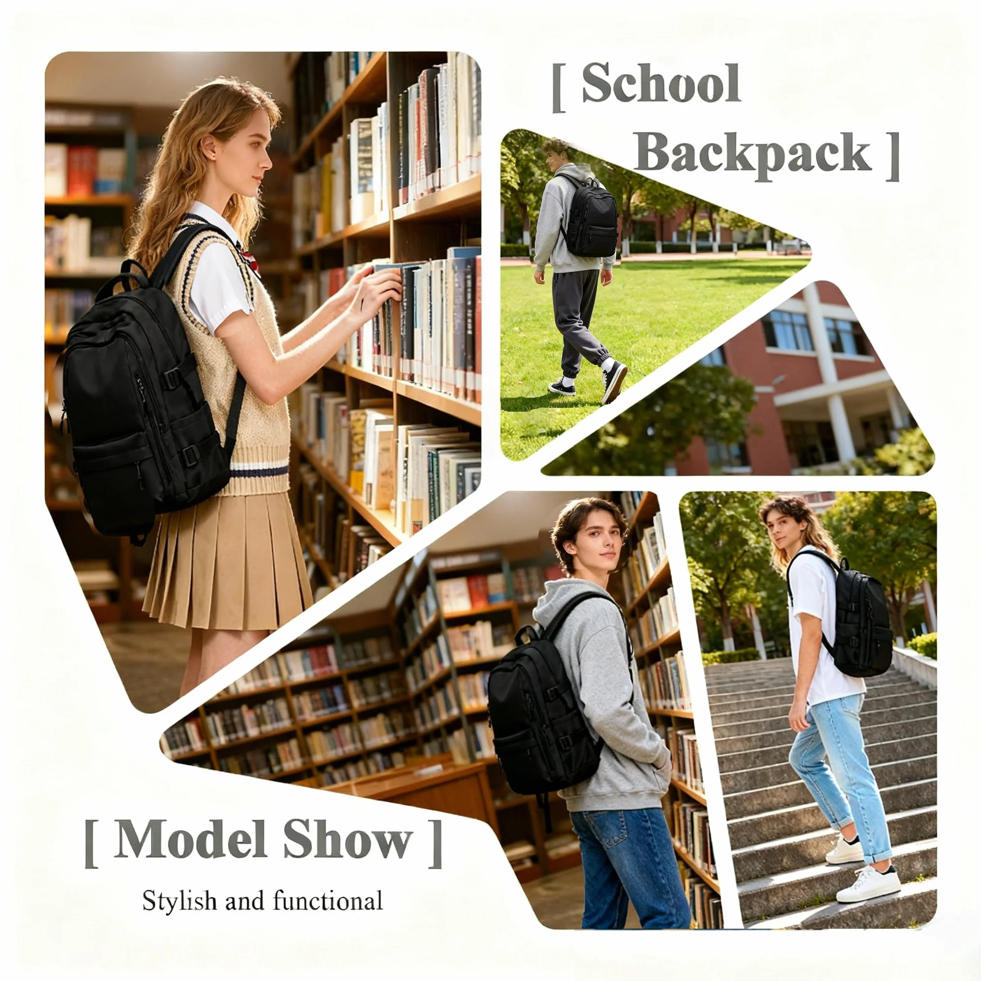 Sacs à Dos Loisir Sac à Dos College Ado Garcon École Cartable Femme Travail Voyage 20L