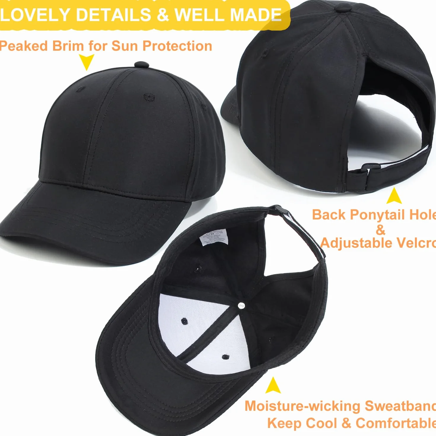 Casquette de Baseball Fille 3-8 Ans Été Chapeau de Soleil Enfant Réglable Chapeau de Baseball en Queue de Cheval Visière de Golf Tennis Visière Junior Chapeau de Plage Cyclisme Pêche Course