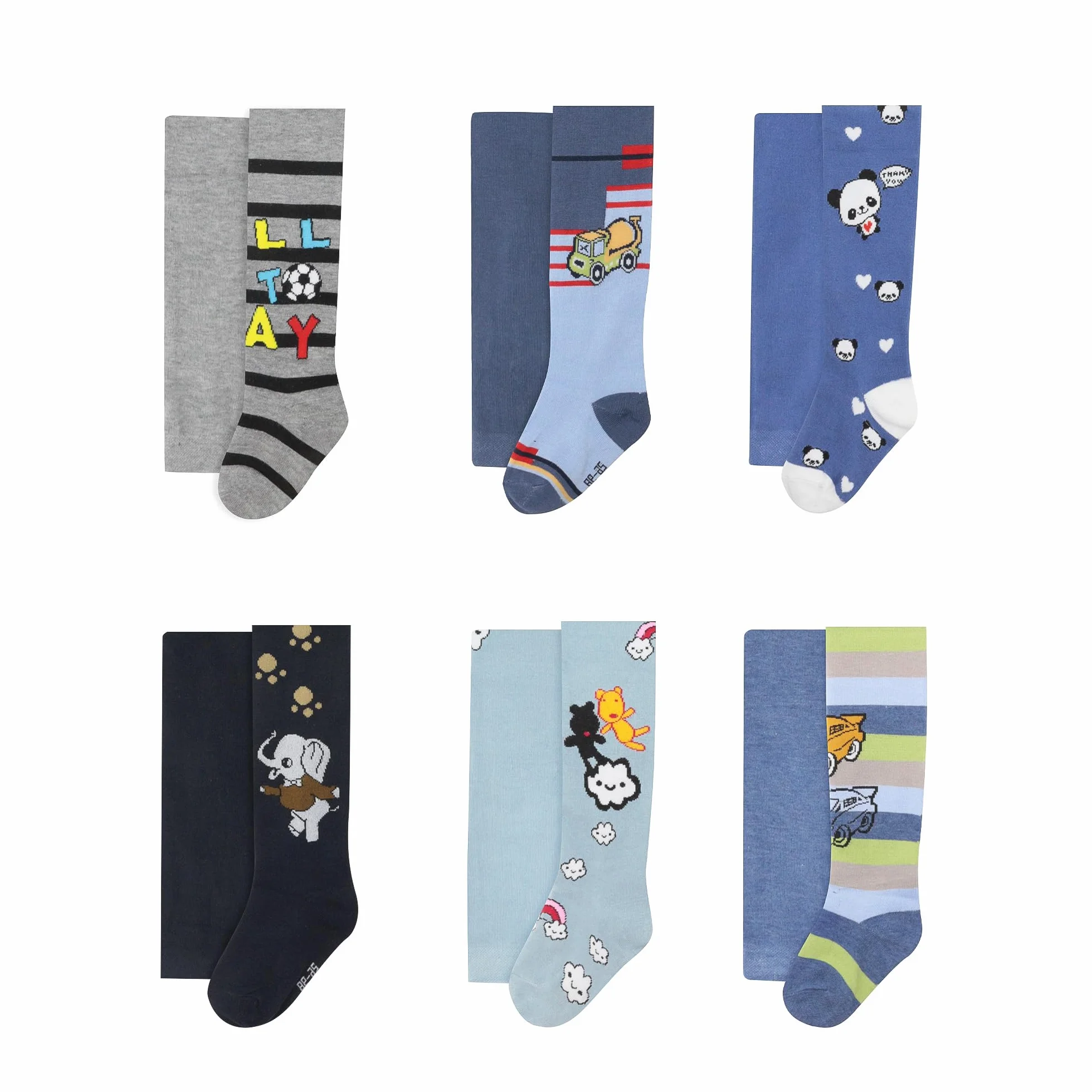 LiKing Lot de 6 Collants bébé garçon tricotés motifs multicolores