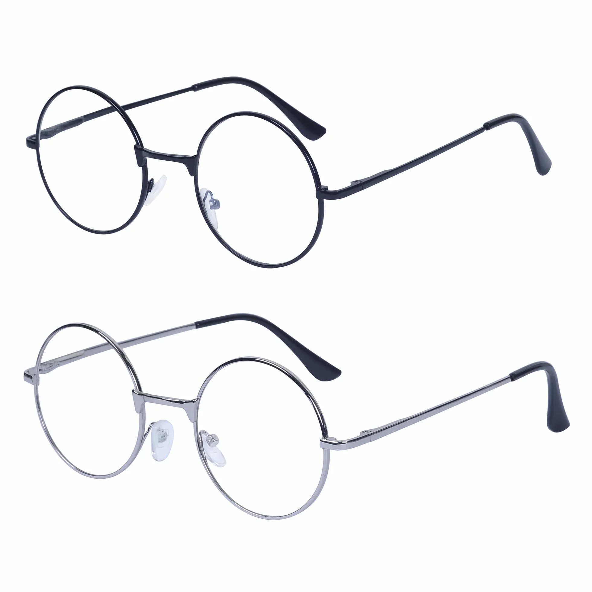 4-Paquet Lunettes de Lecture Femme Homme Rondes Retro Monture Métalliques Lens Transparentes Lunettes pour Lire Presbyte